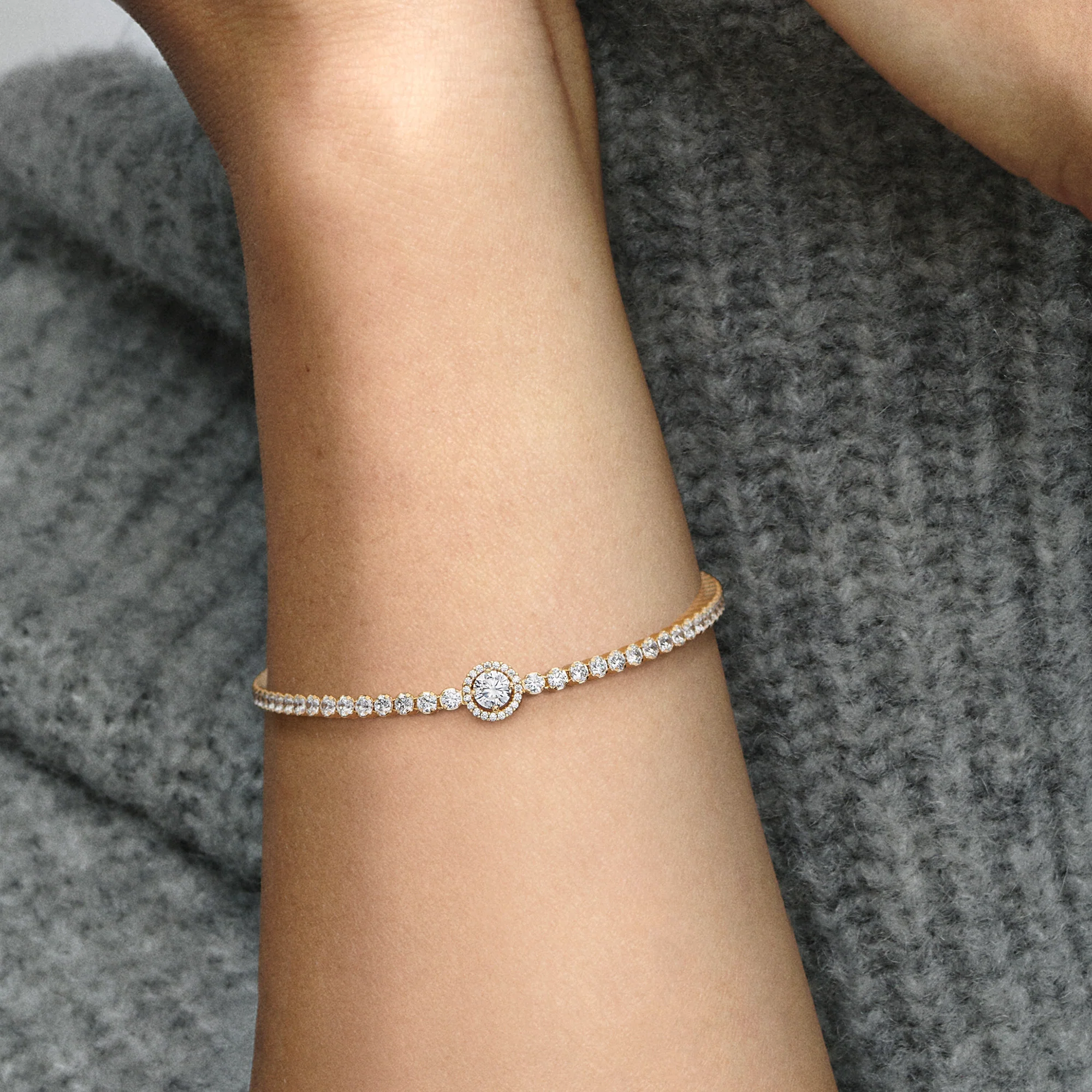 14K Gold-Plated Bracelet With Clear Cubic Zirconia - Image 2