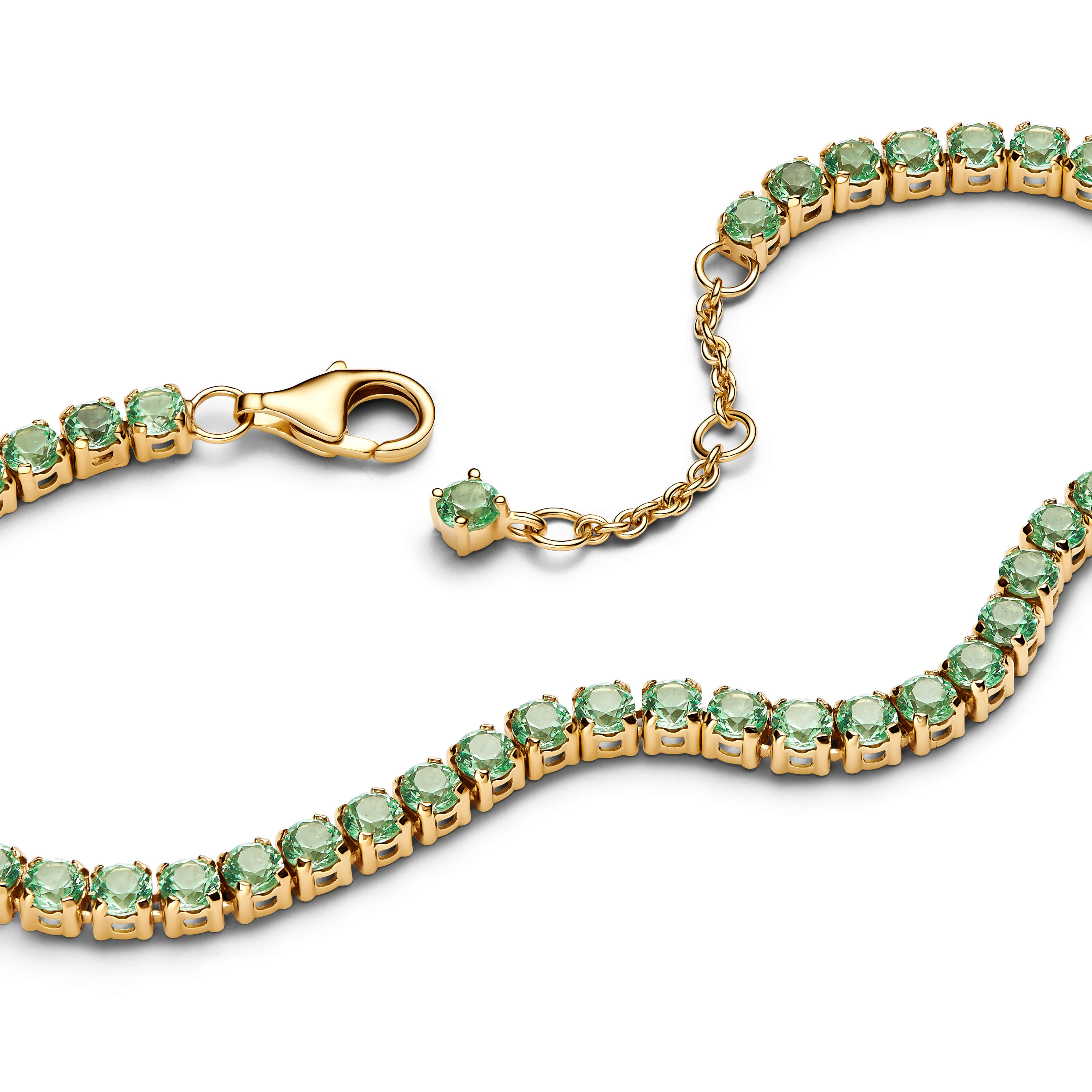 14K Gold-Plated Bracelet With Mint Green Crystal - Image 3