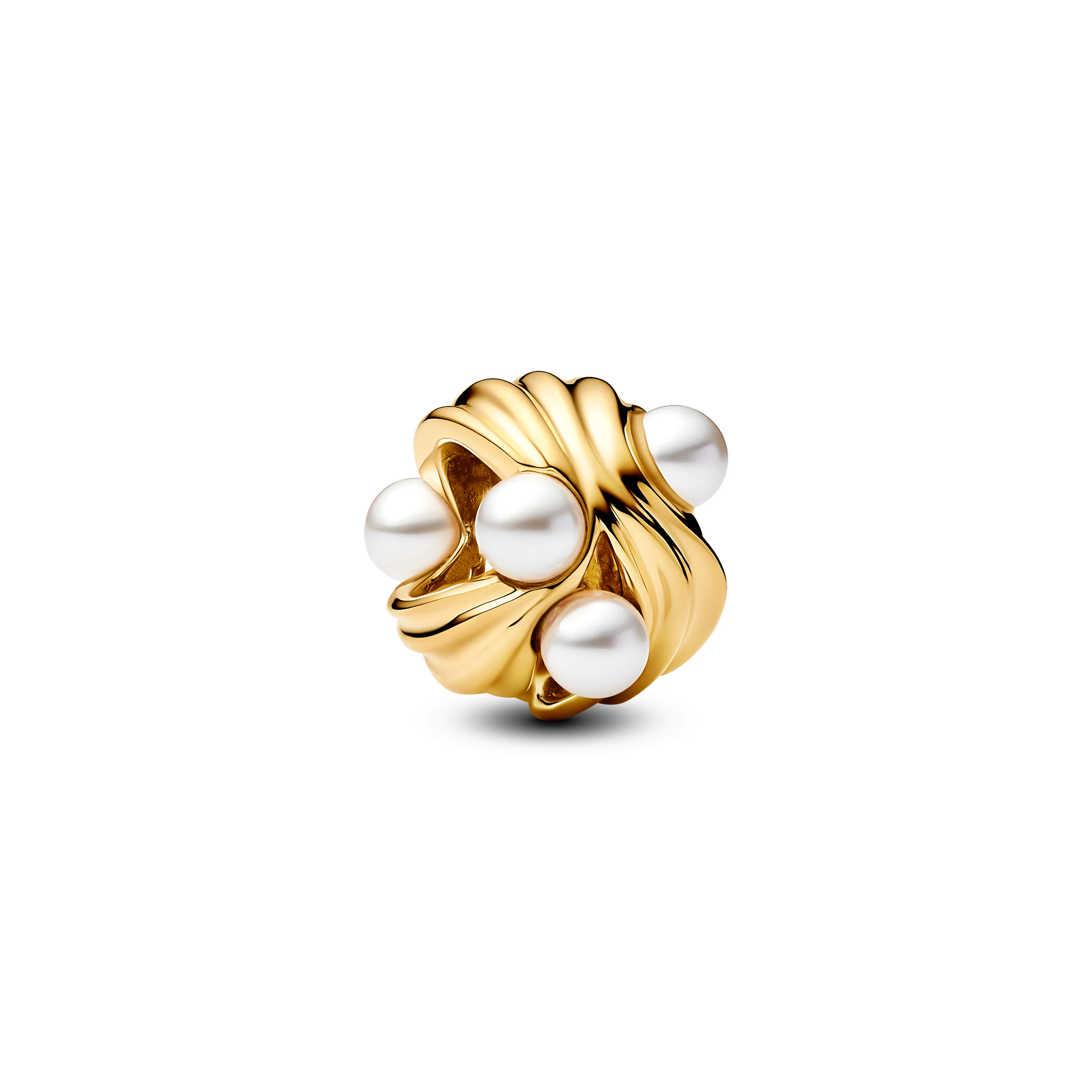14K Gold-Plated Charm With White Lacquered Artificial Pearl - Image 4