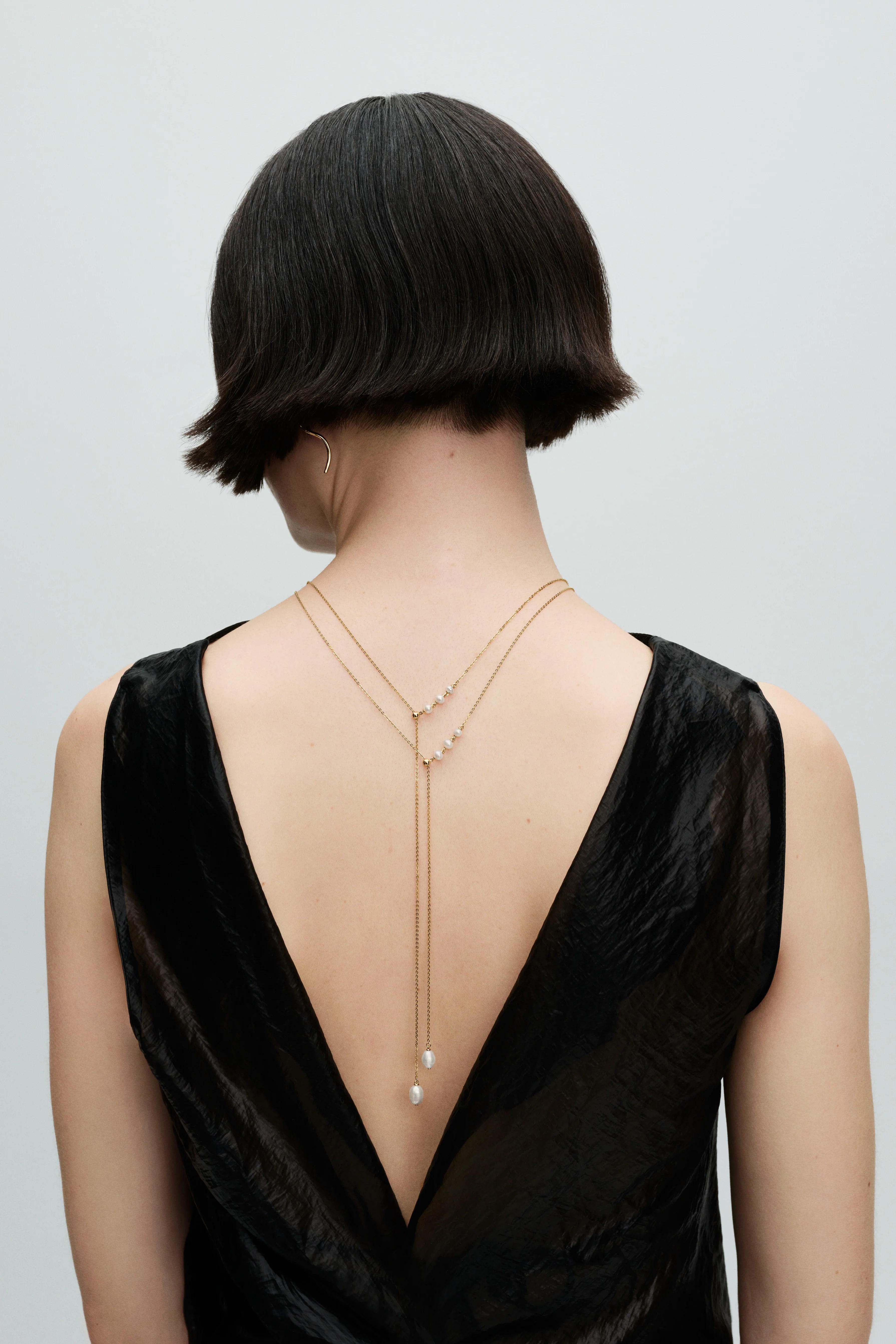 14K Gold-Plated Drop Necklace With White Treated Freshwater Cultured Pearl And Sliding Clasp - Image 5
