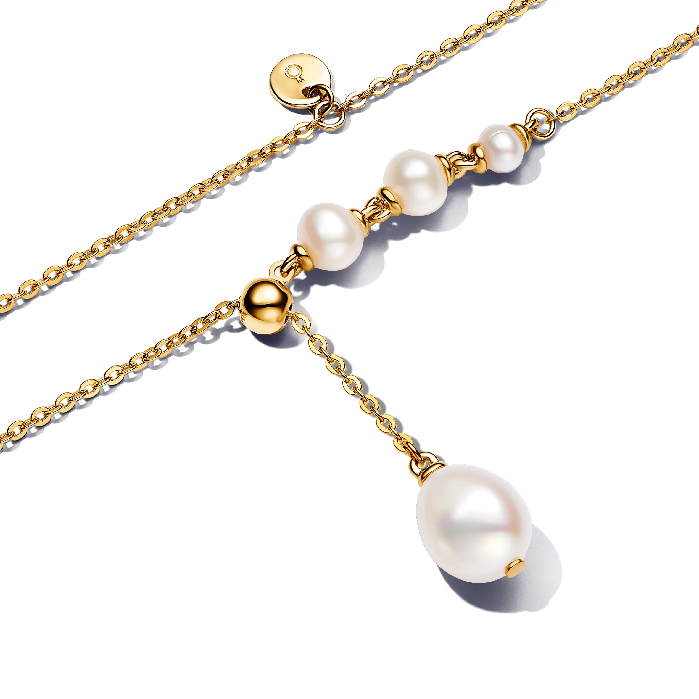 14K Gold-Plated Drop Necklace With White Treated Freshwater Cultured Pearl And Sliding Clasp - Image 6