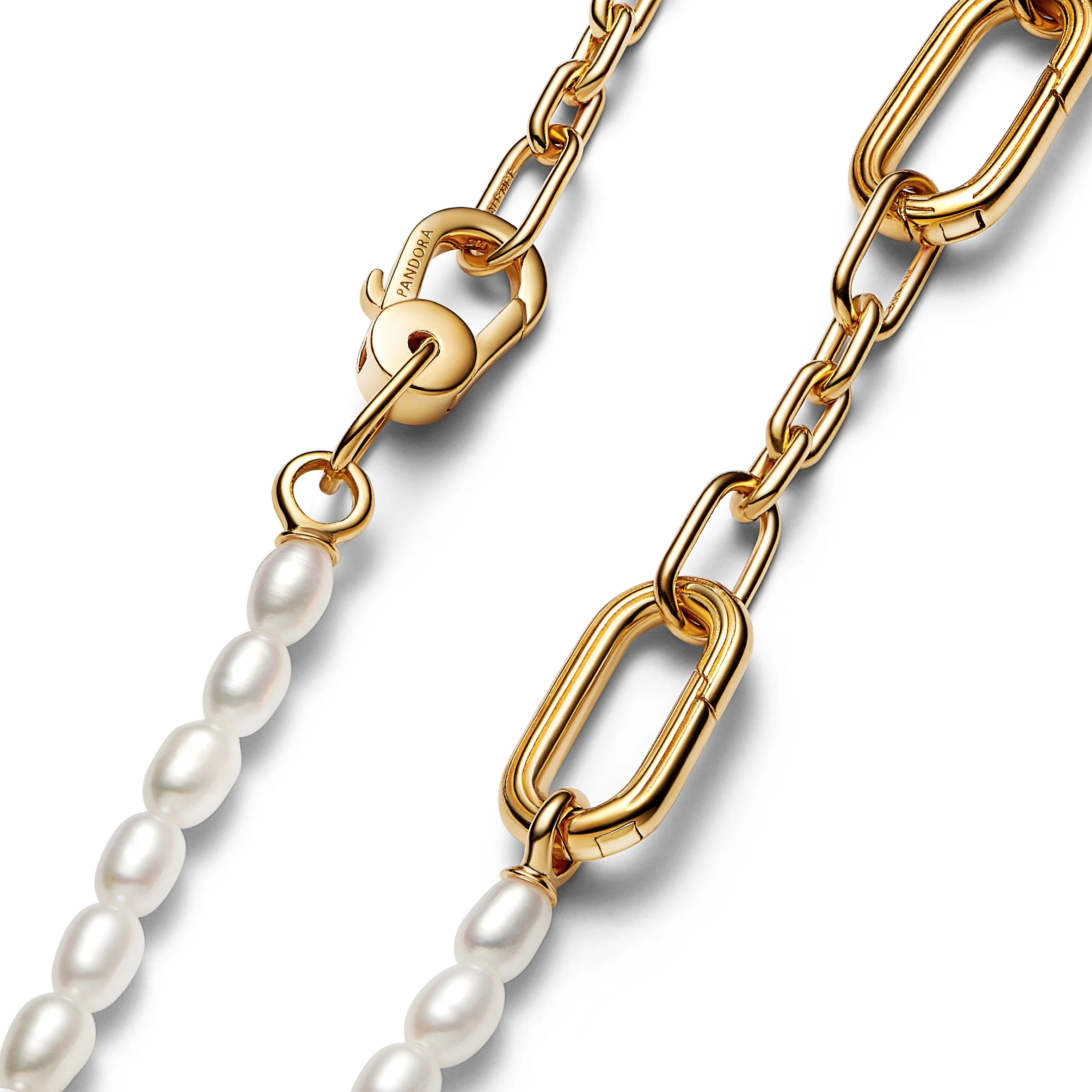 14K Gold-Plated Link And Freshwater Cultured Pearl Necklace - Image 5