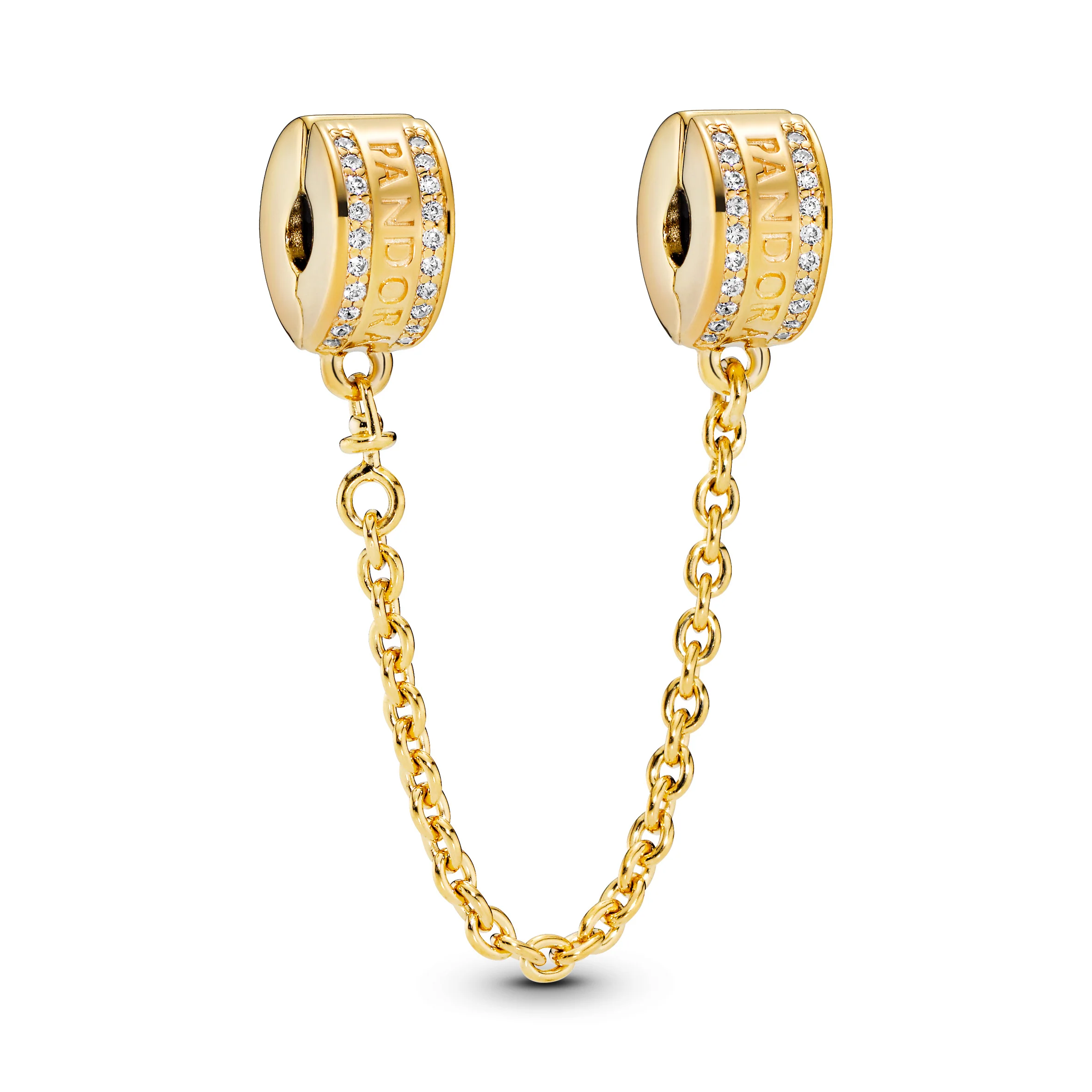 14K Gold-Plated Logo Safety Chain With Clear Cubic Zirconia And Silicone Grip - Image 3
