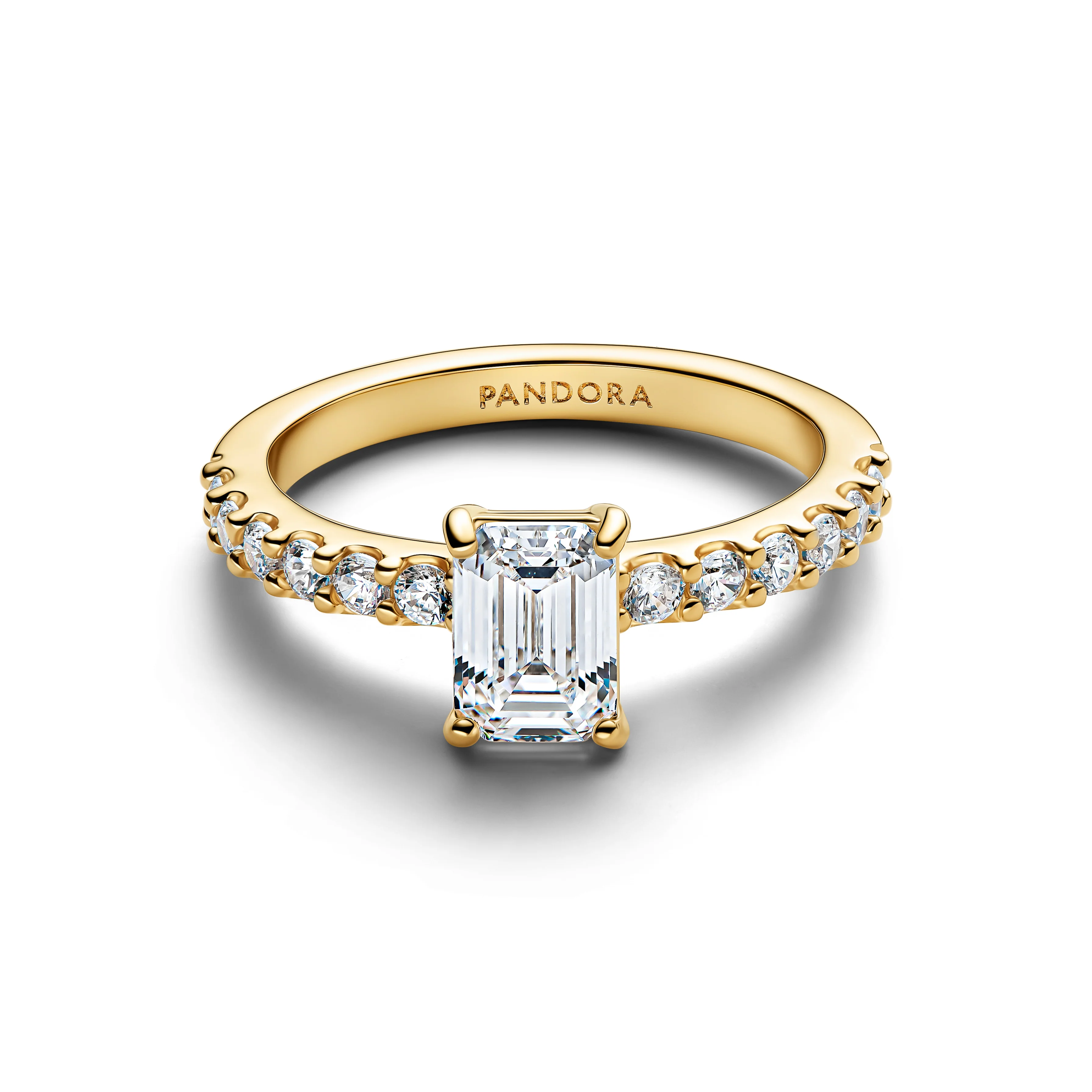 14K Gold-Plated Ring With Clear Cubic Zirconia
