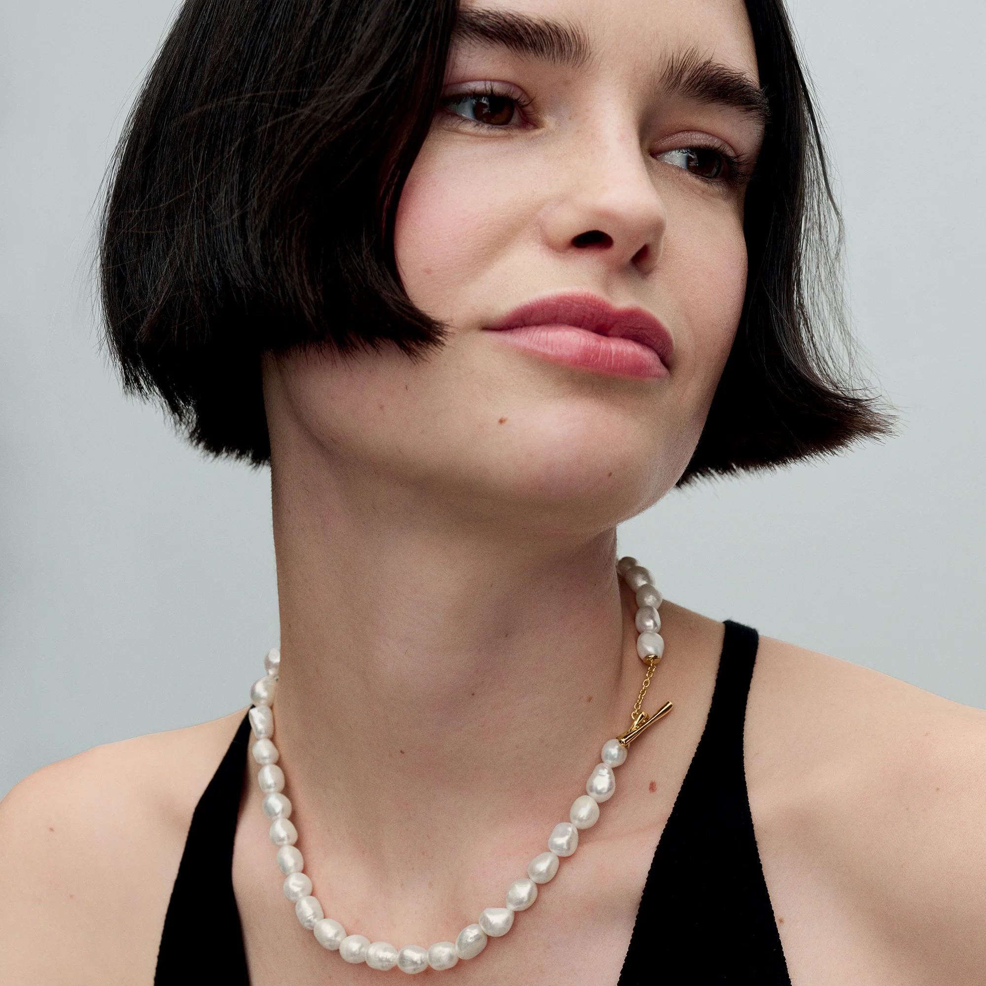 14K Gold-Plated T-Bar Collier With Baroque White Treated Freshwater Cultured Pearl - Image 3