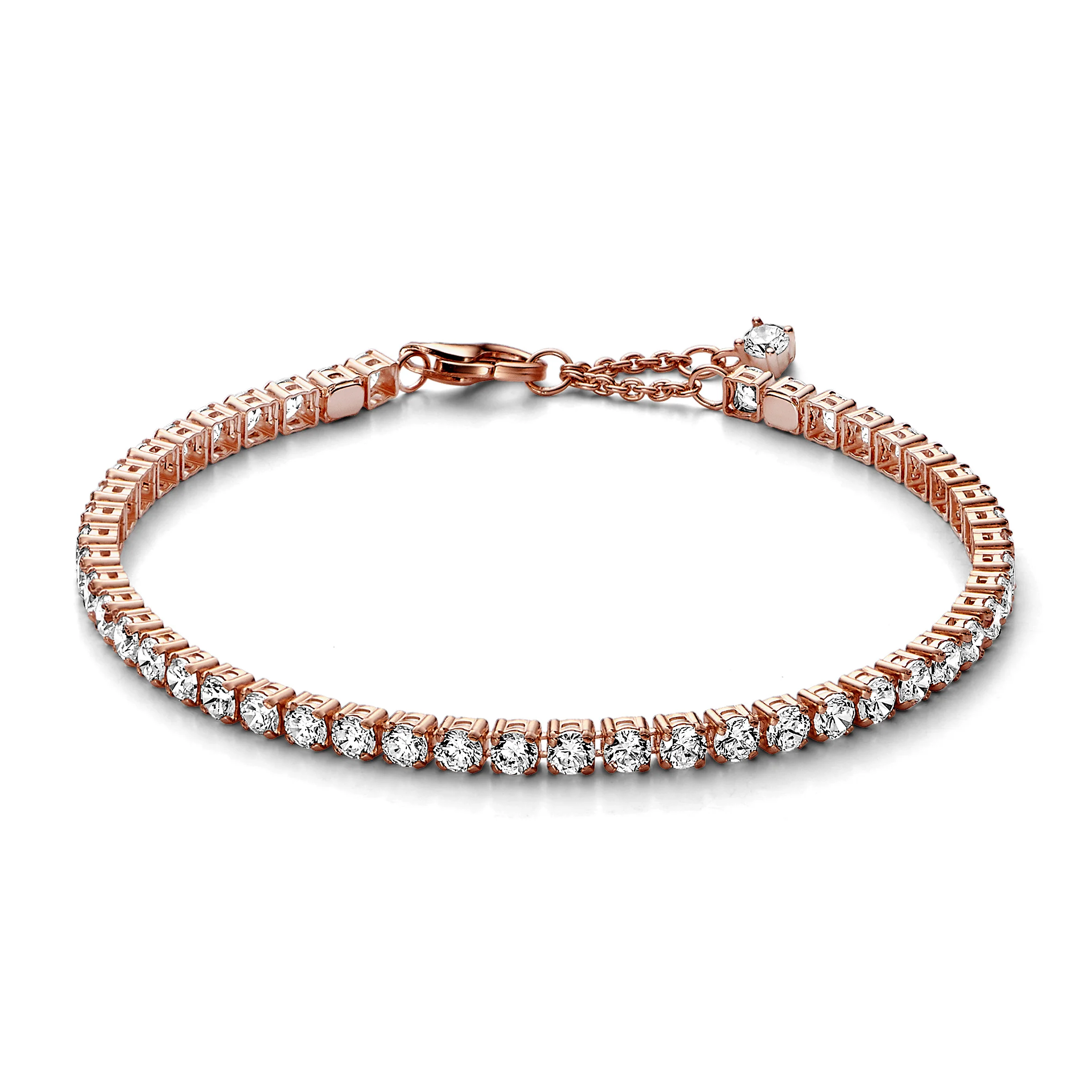 14K Rose Gold-Plated Bracelet With Clear Cubic Zirconia