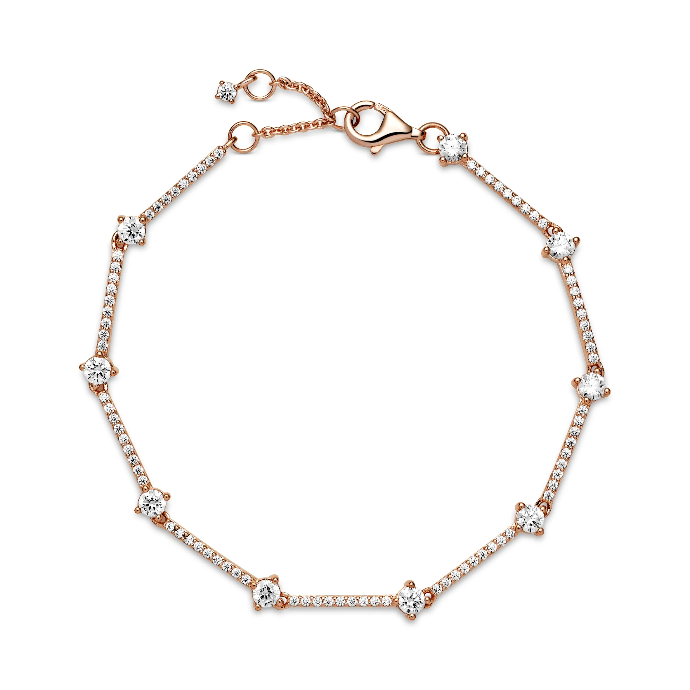 14K Rose Gold-Plated Bracelet With Clear Cubic Zirconia - Image 4