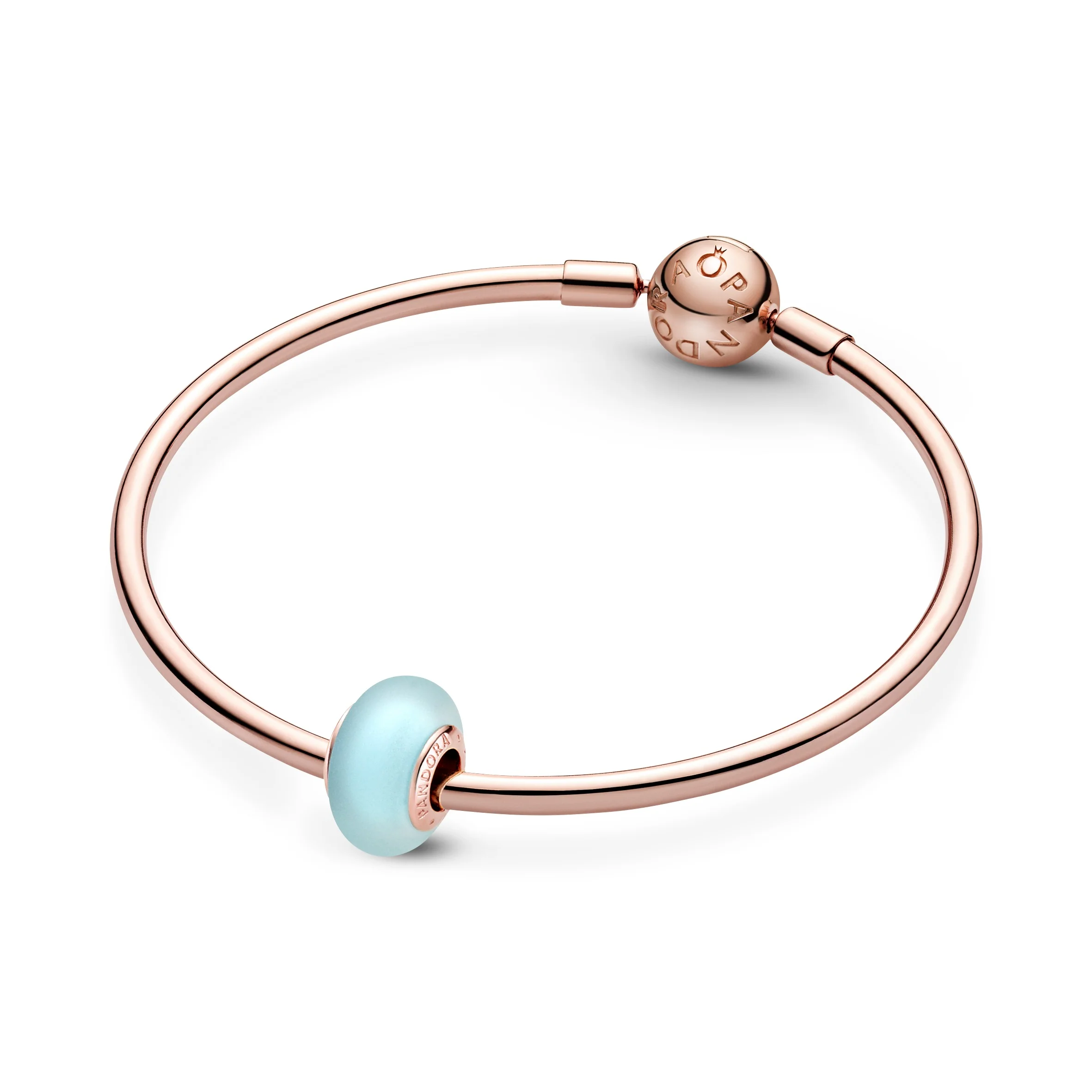 14K Rose Gold-Plated Charm With Frosted Blue Murano Glass - Image 4