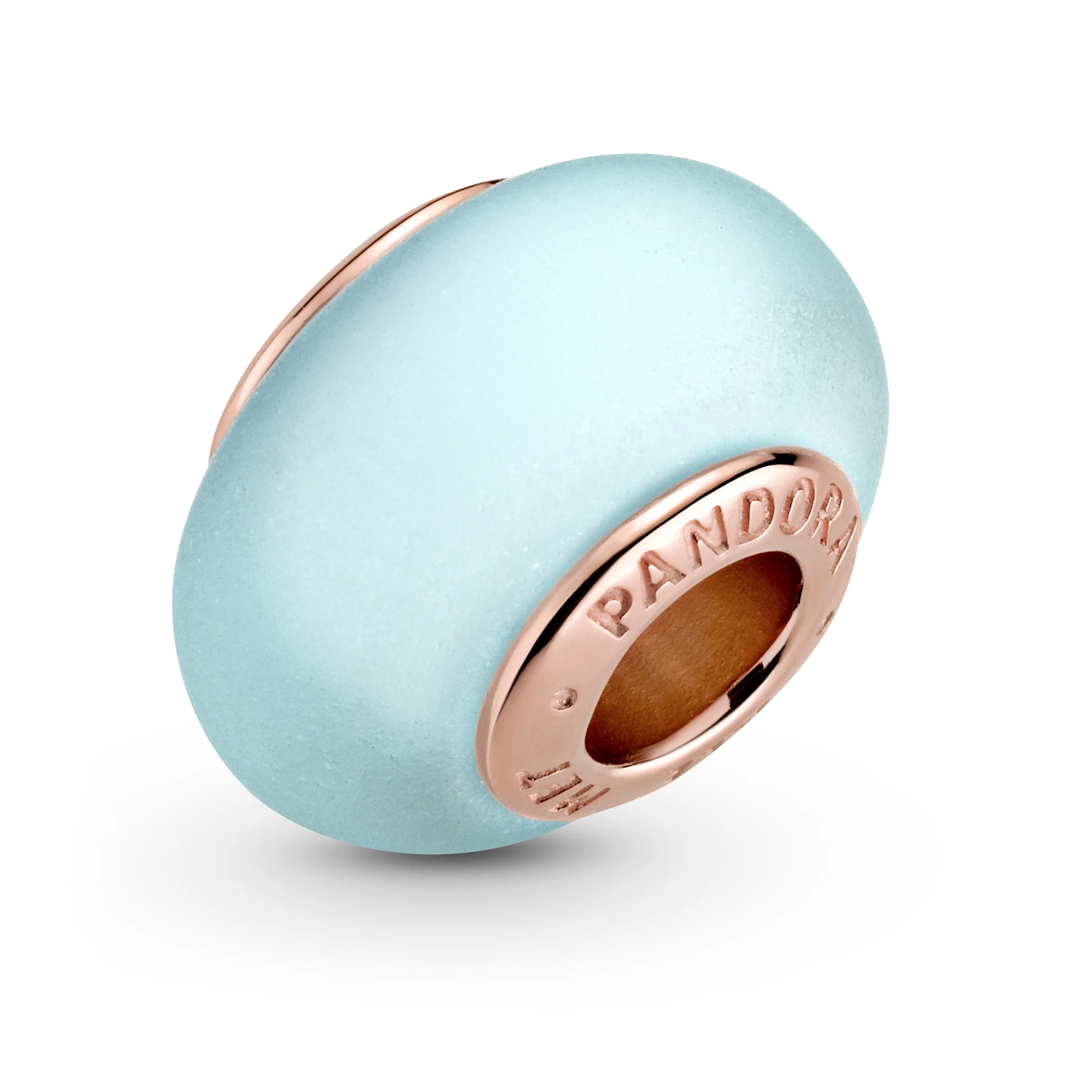 14K Rose Gold-Plated Charm With Frosted Blue Murano Glass - Image 5
