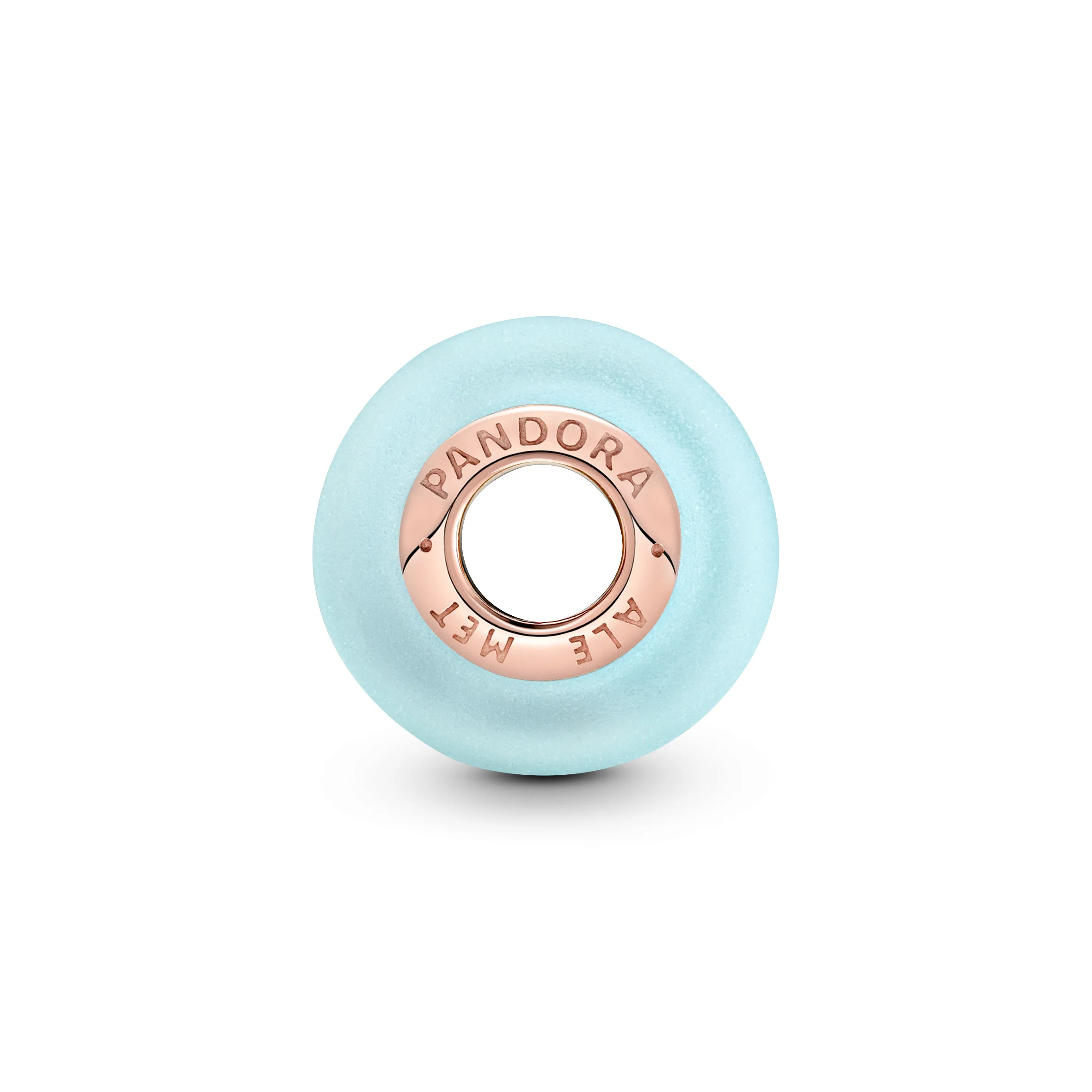 14K Rose Gold-Plated Charm With Frosted Blue Murano Glass - Image 6