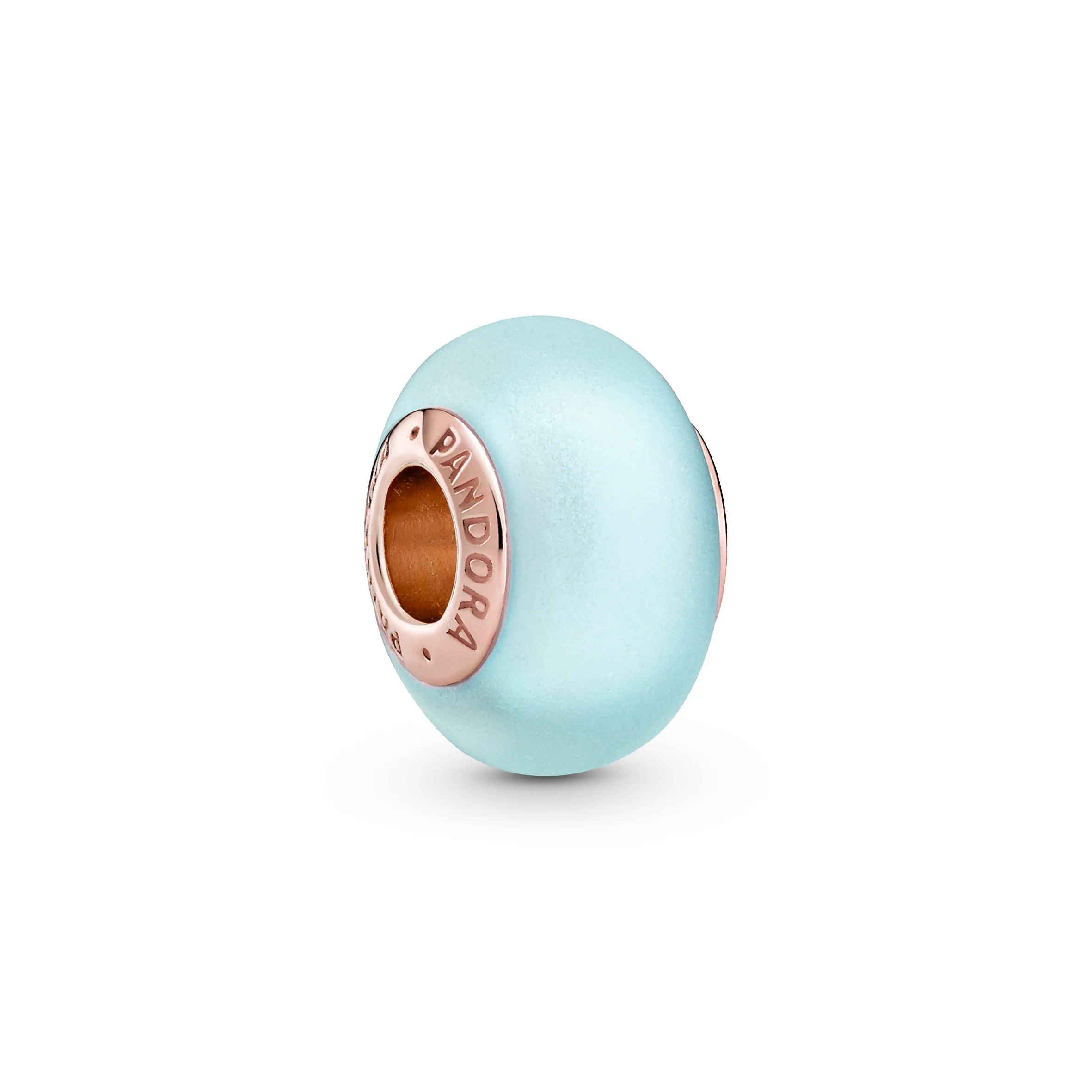 14K Rose Gold-Plated Charm With Frosted Blue Murano Glass - Image 7