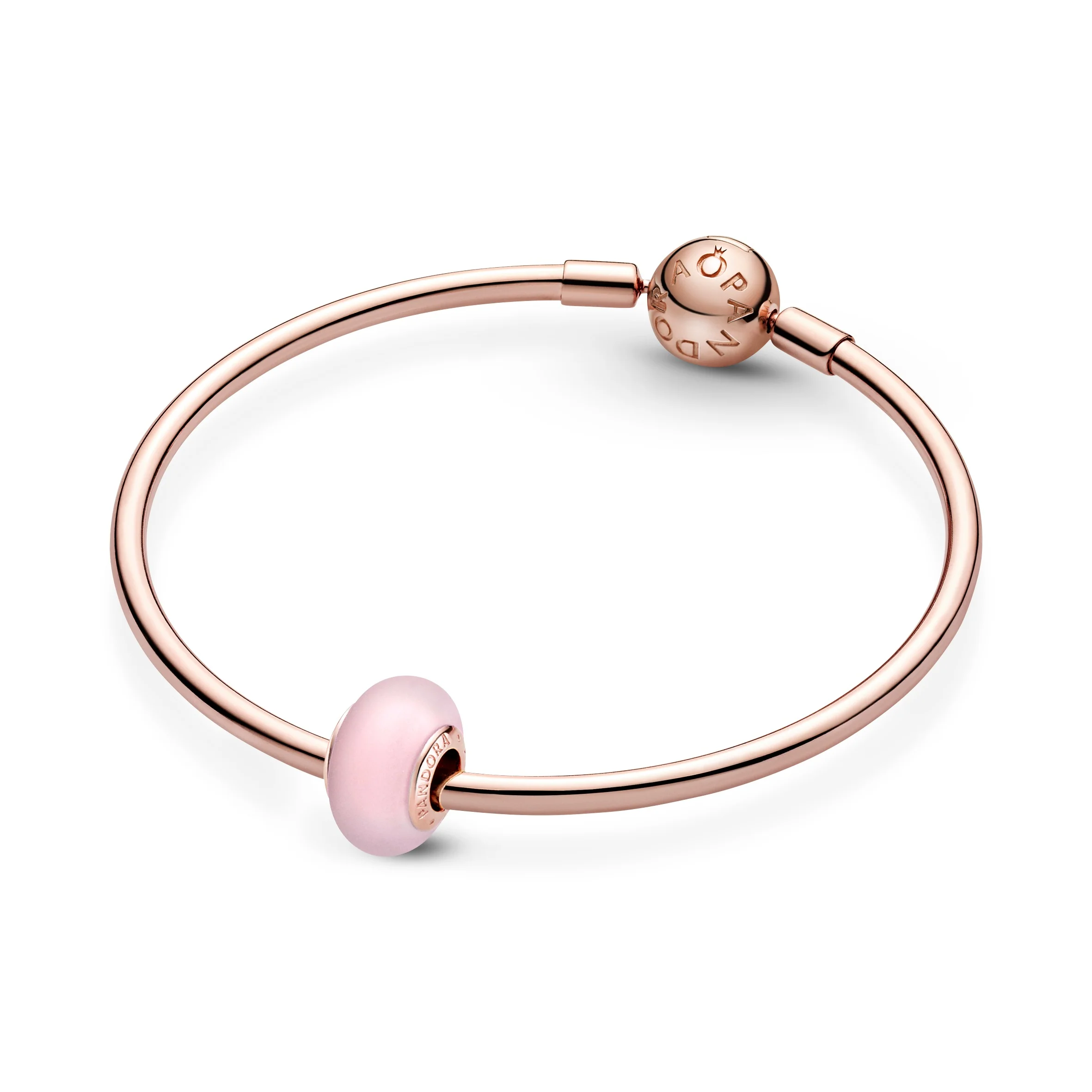 14K Rose Gold-Plated Charm With Frosted Pink Murano Glass - Image 4