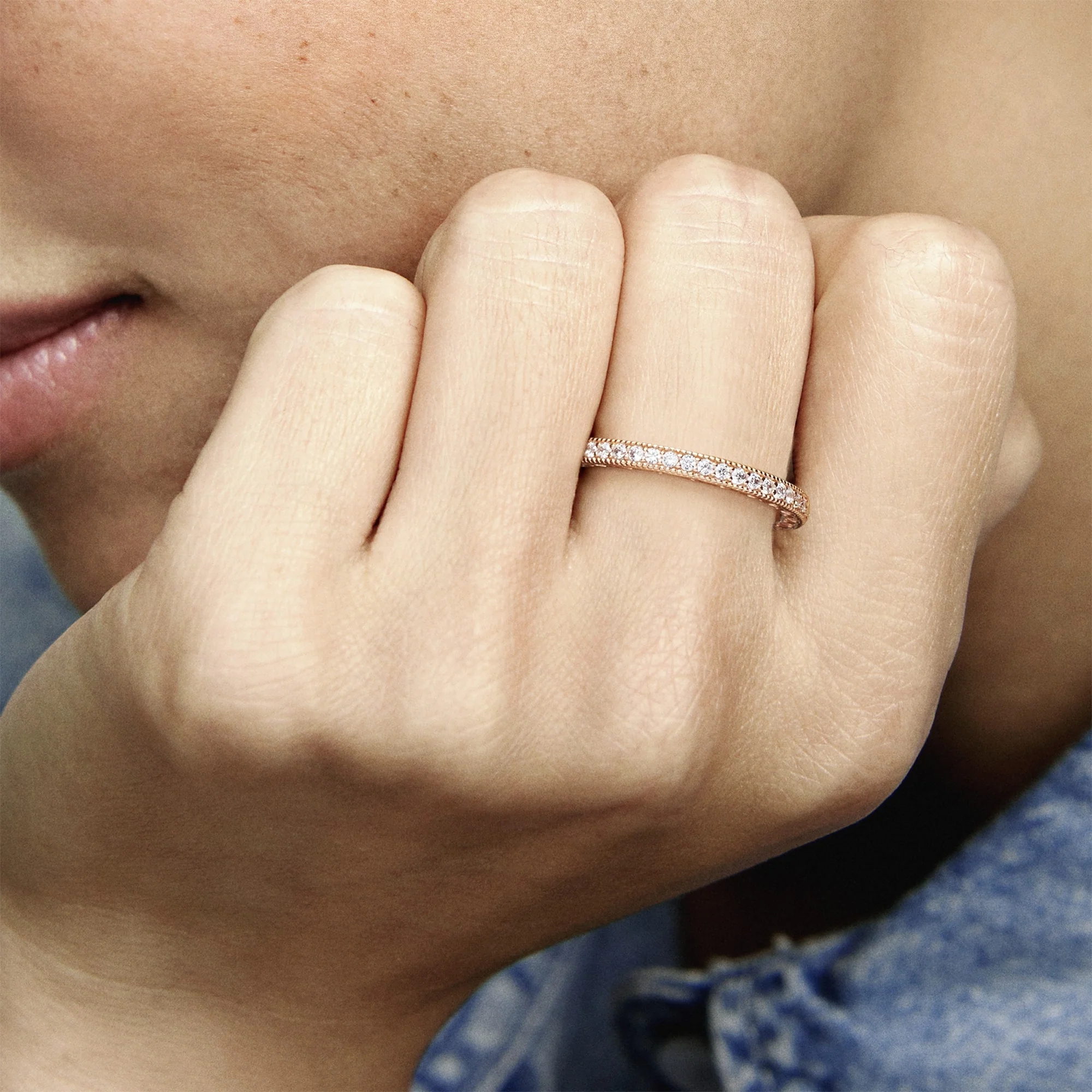 14K Rose Gold-Plated Ring With Clear Cubic Zirconia - Image 2