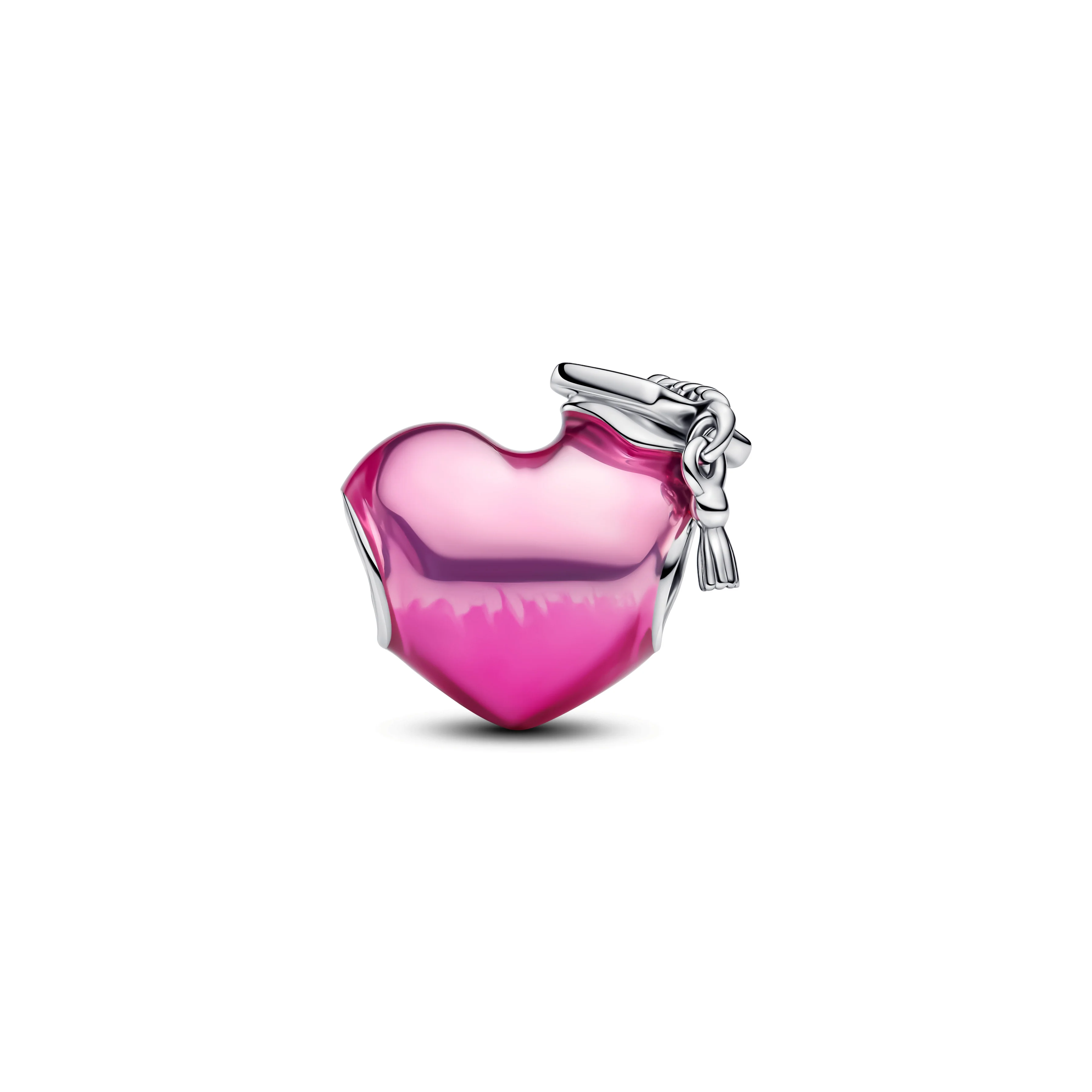 2025 Graduation Heart Sterling Silver Charm With Transparent Pink Enamel - Image 3