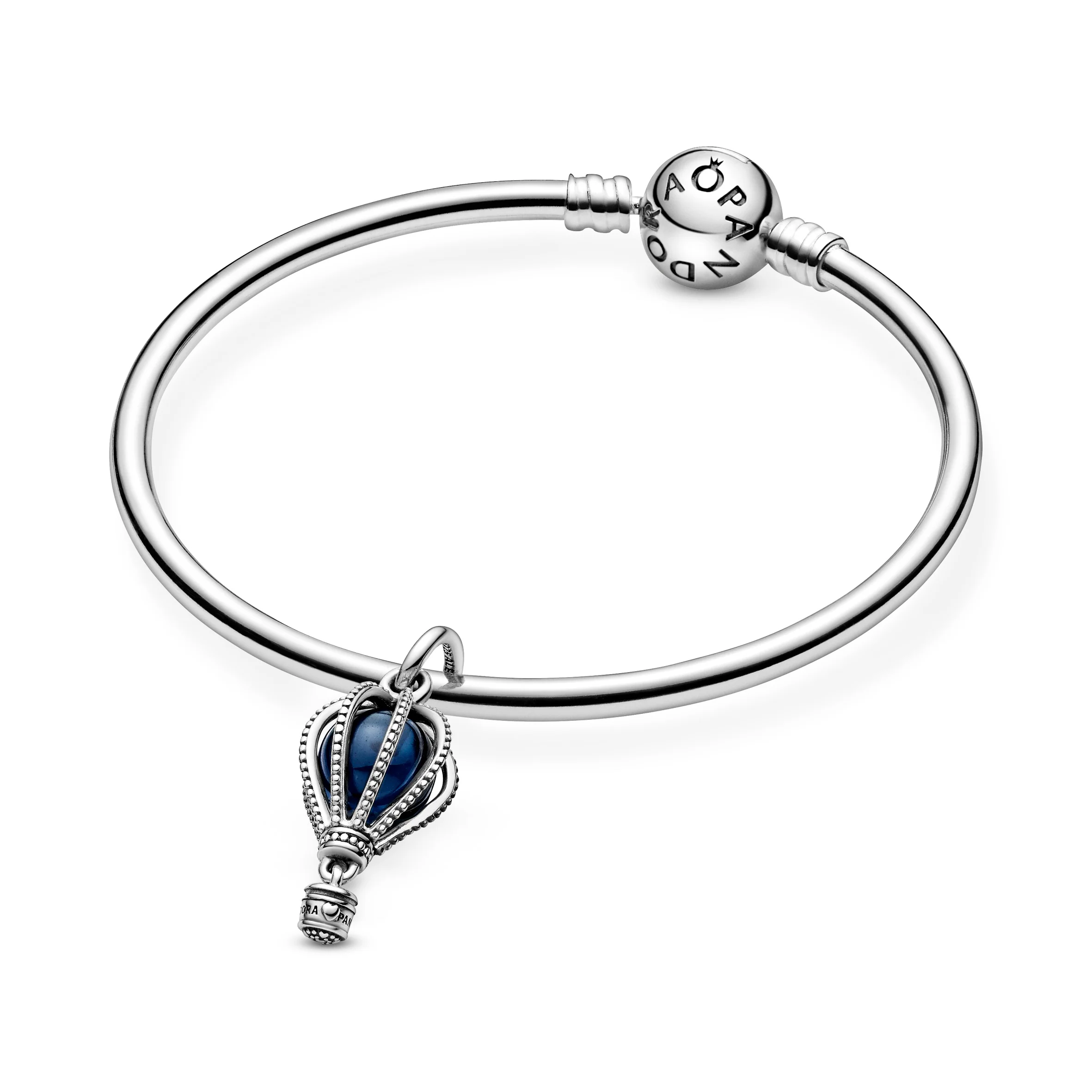 Air Balloon Silver Dangle With Encased Moonlight Blue Crystal - Image 5