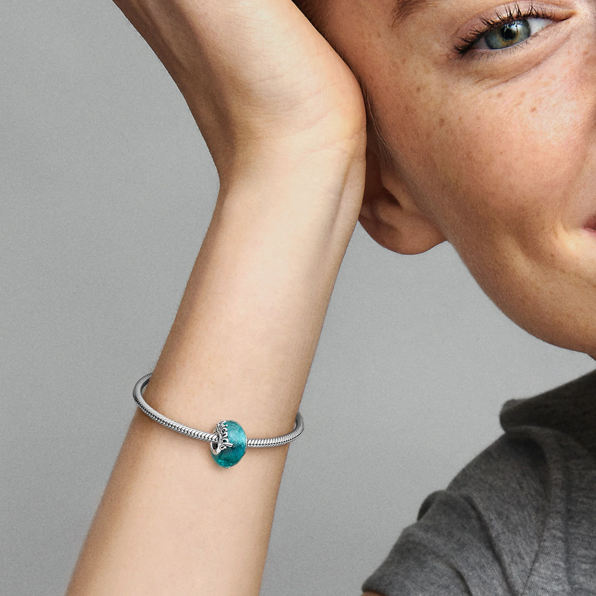 Always Friends Sterling Silver Charm With Faceted Green Murano Glass With Silver Foil - Image 5
