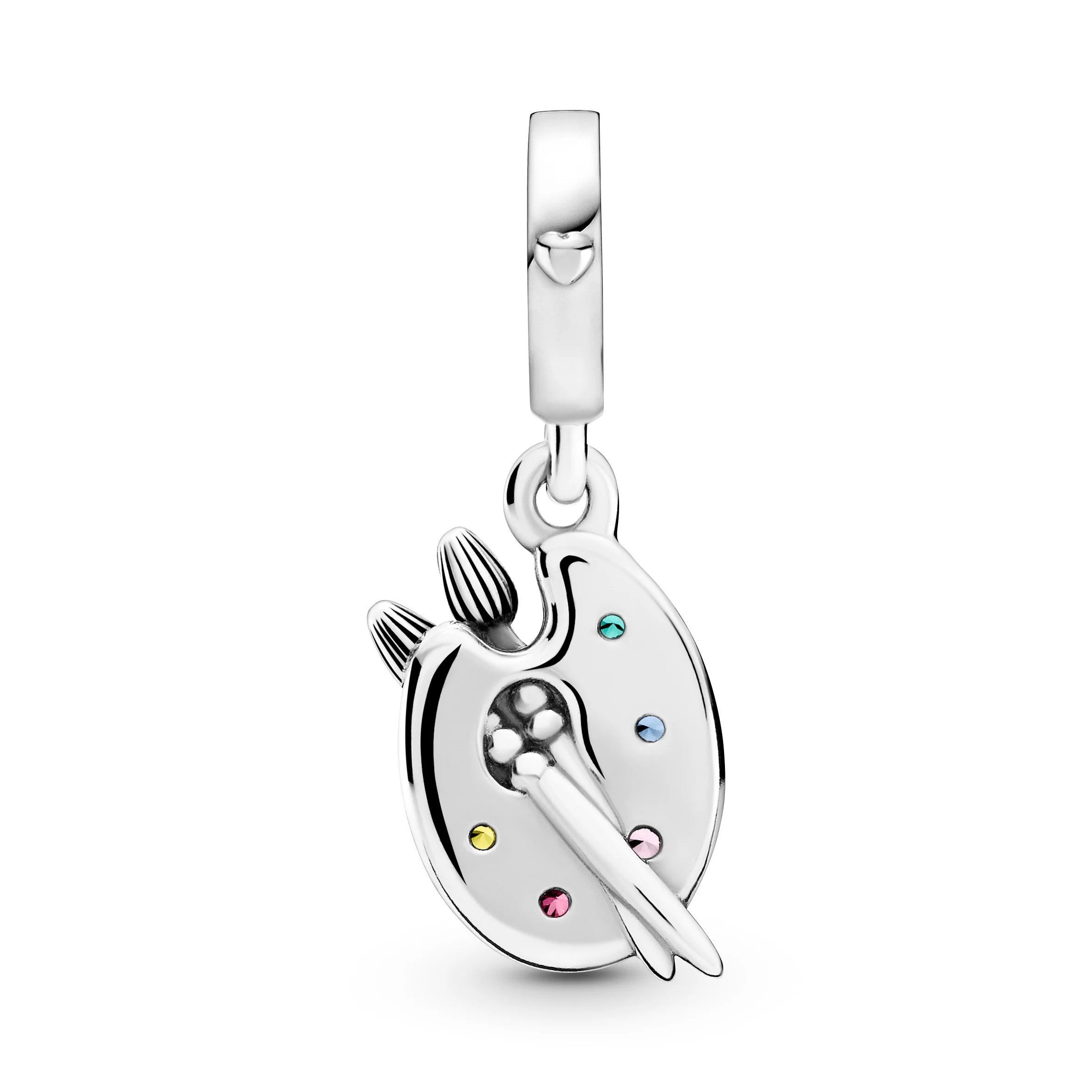 Artists Palette Sterling Silver Dangle With Red Cubic Zirconia, Phlox Pink, Blazing Yellow And Lake Green And Stella Blue Crystal - Image 3
