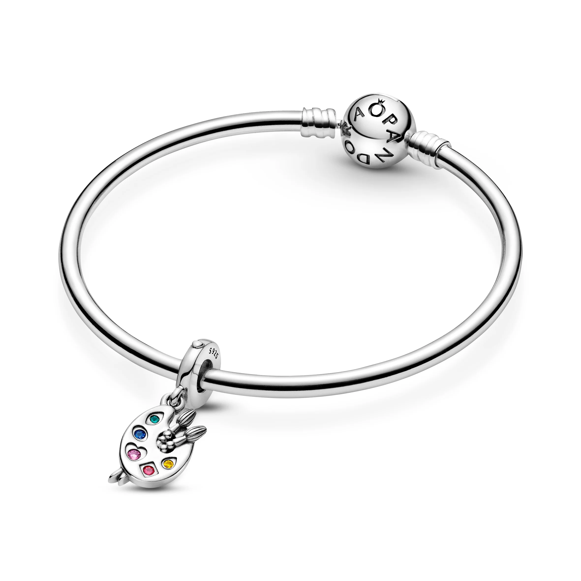 Artists Palette Sterling Silver Dangle With Red Cubic Zirconia, Phlox Pink, Blazing Yellow And Lake Green And Stella Blue Crystal - Image 4