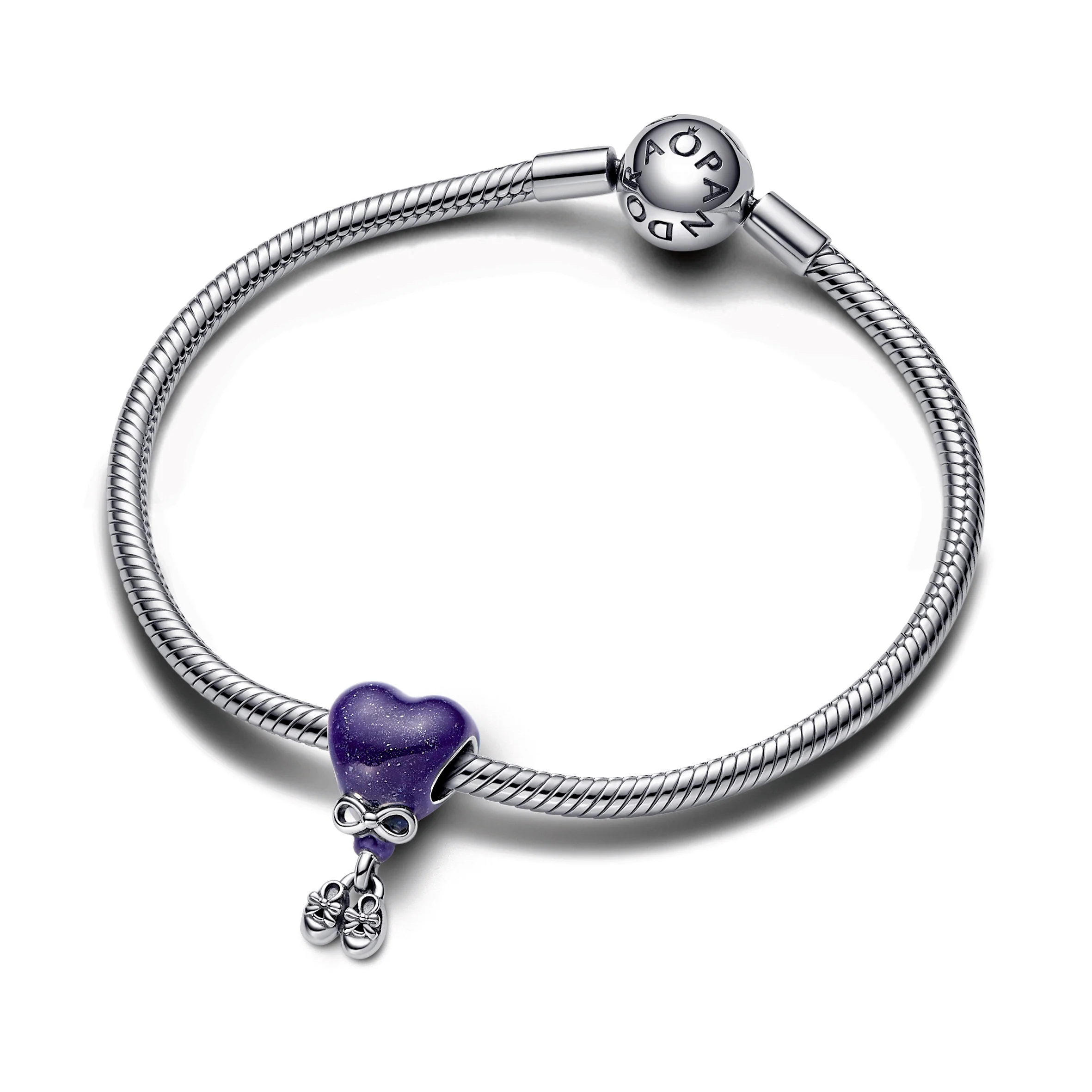 Baby Girl Balloon Sterling Silver Charm With Color Changing Purple To Light Pink And Black Enamel - Image 3