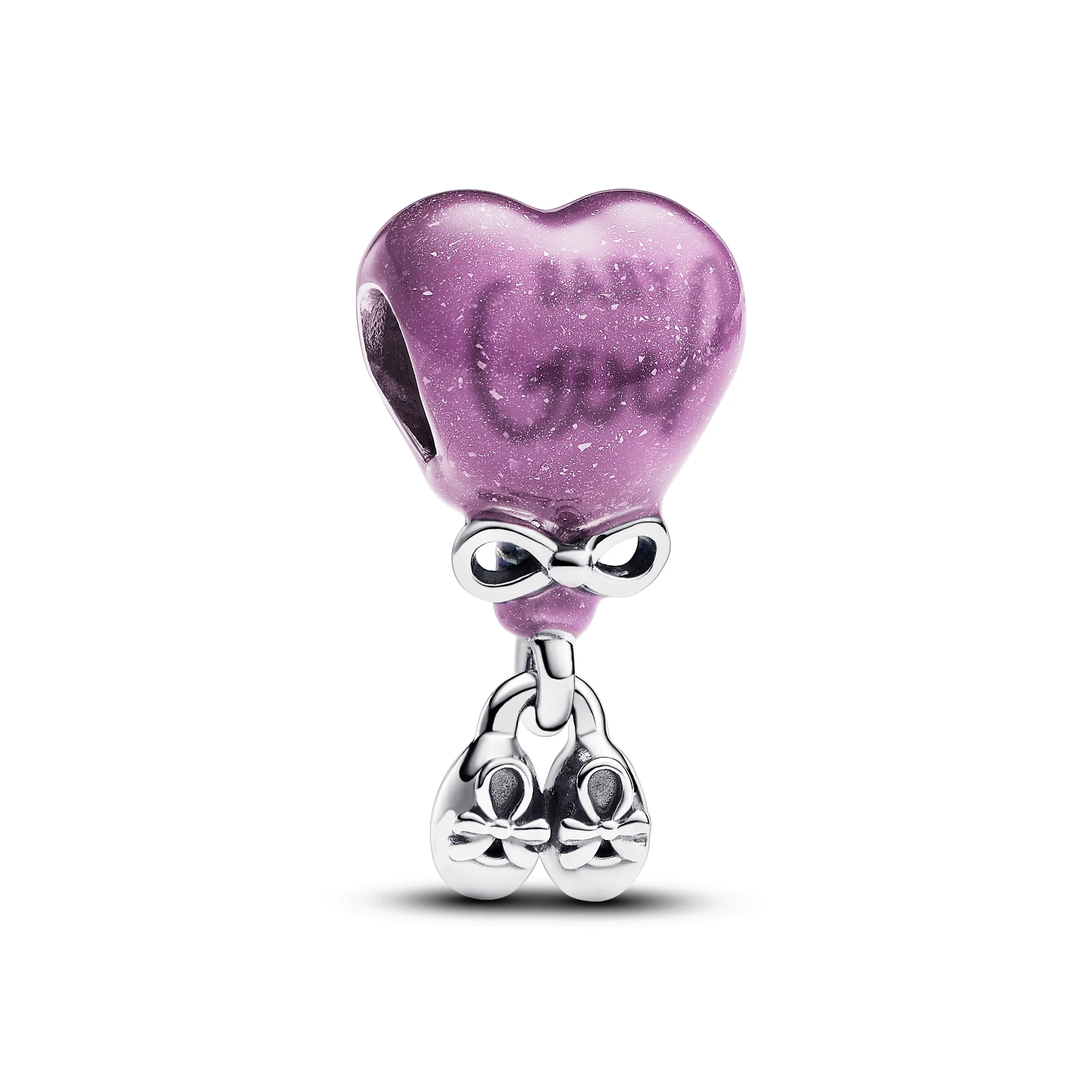Baby Girl Balloon Sterling Silver Charm With Color Changing Purple To Light Pink And Black Enamel - Image 5
