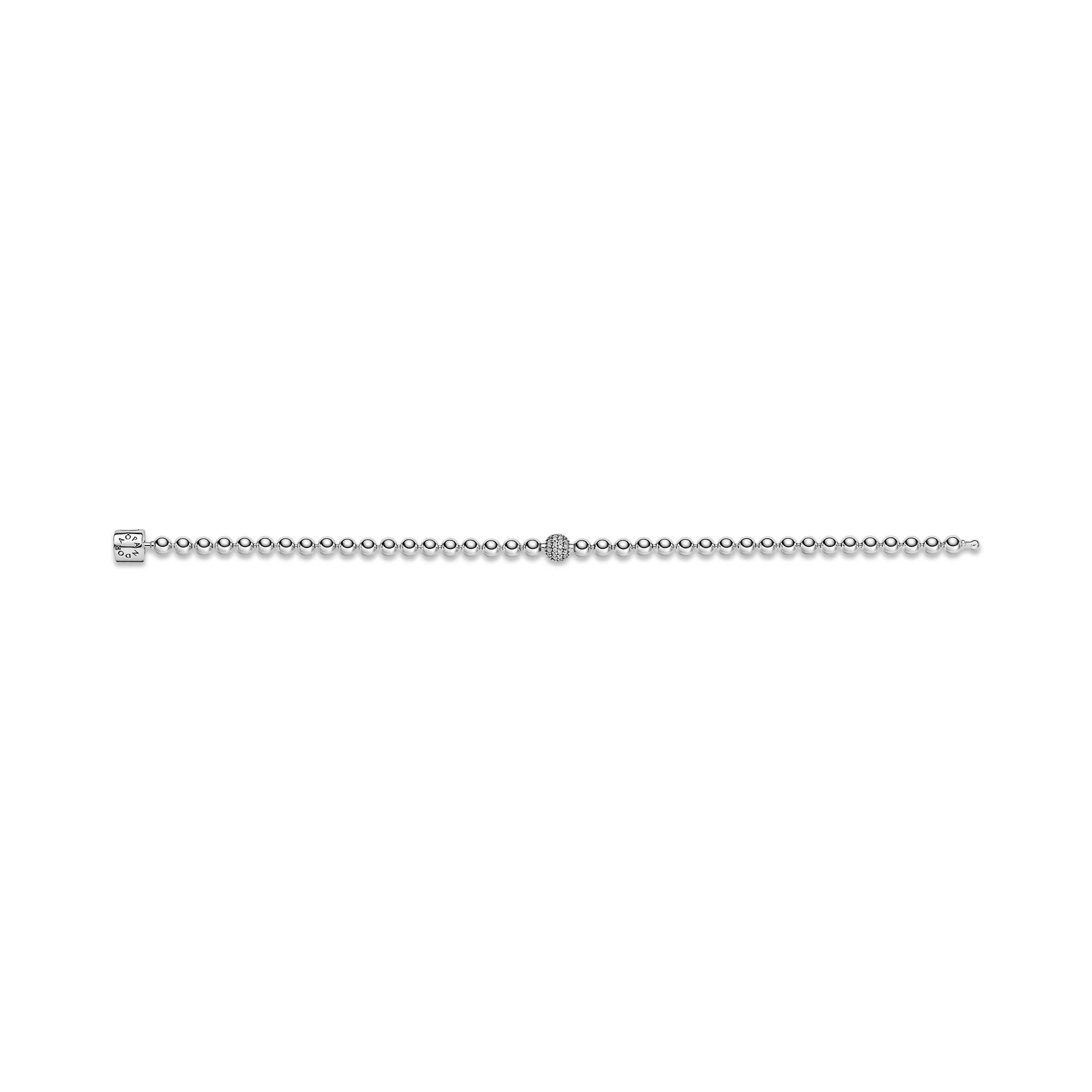 Beaded Sterling Silver Bracelet With Clear Cubic Zirconia - Image 3