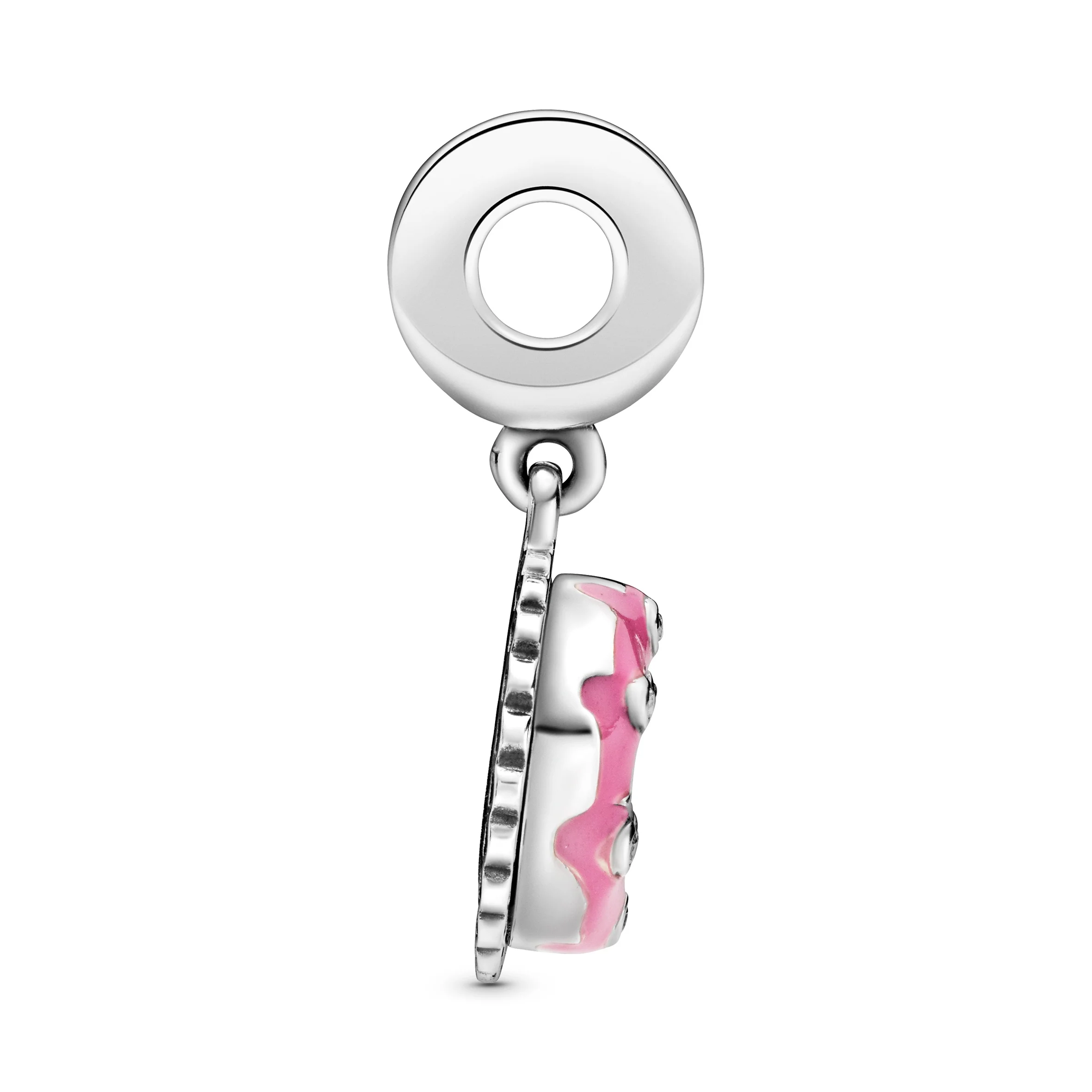 Birthday Cake Sterling Silver Dangle With Clear Cubic Zirconia And Pink Enamel - Image 4