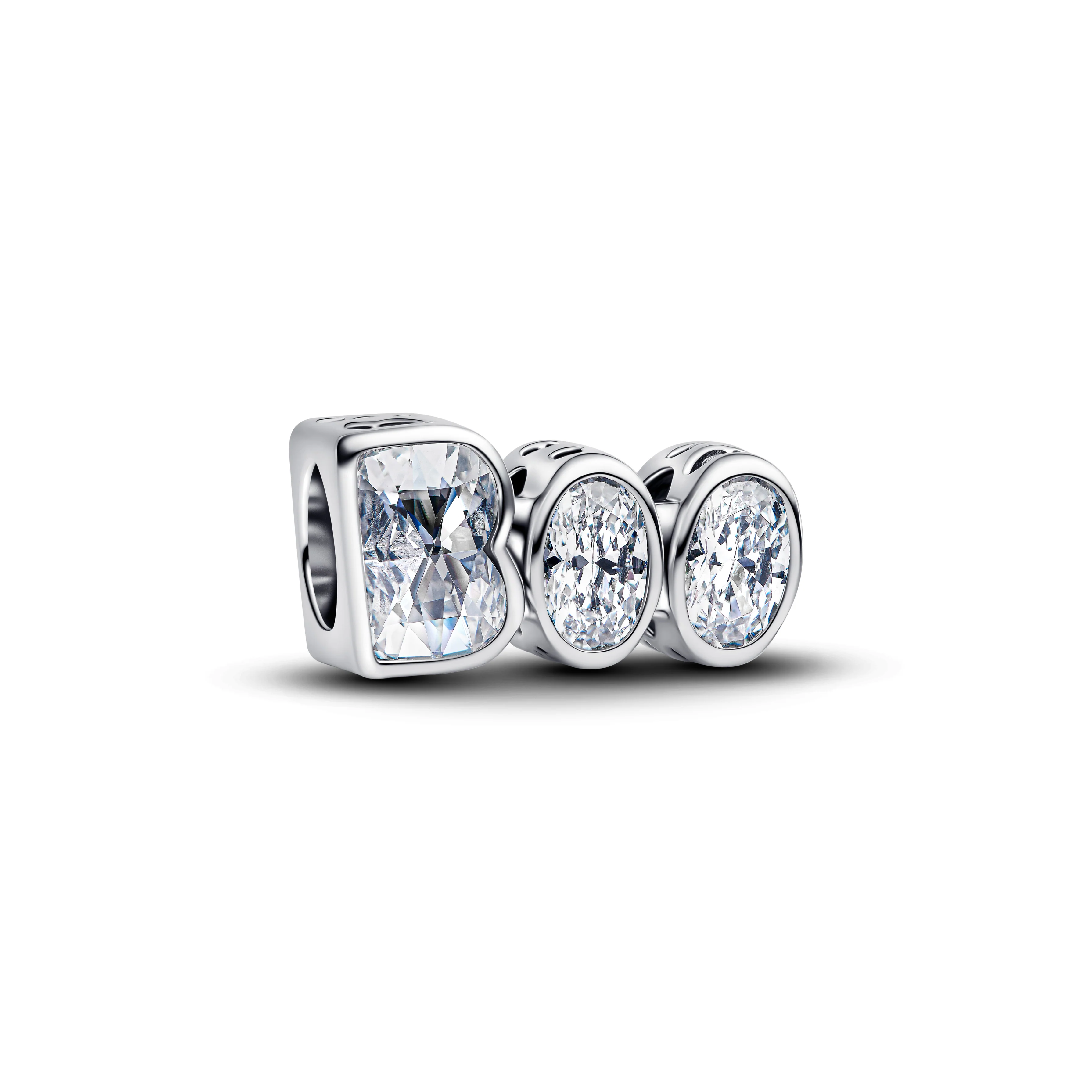 Boo Sterling Silver Charm With Clear Cubic Zirconia And Glow In The Dark Enamel
