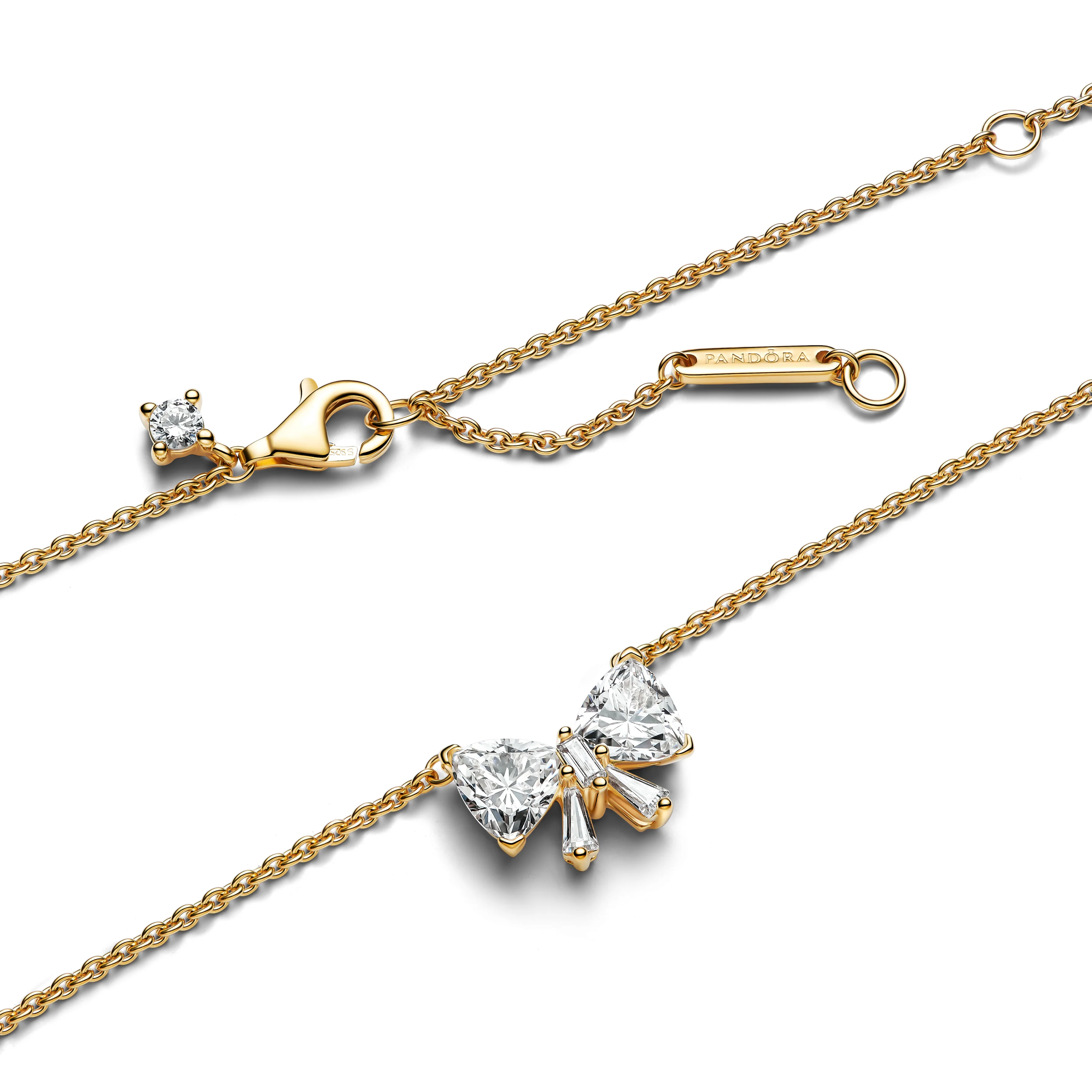 Bow 14K Gold-Plated Collier With Clear Cubic Zirconia - Image 3