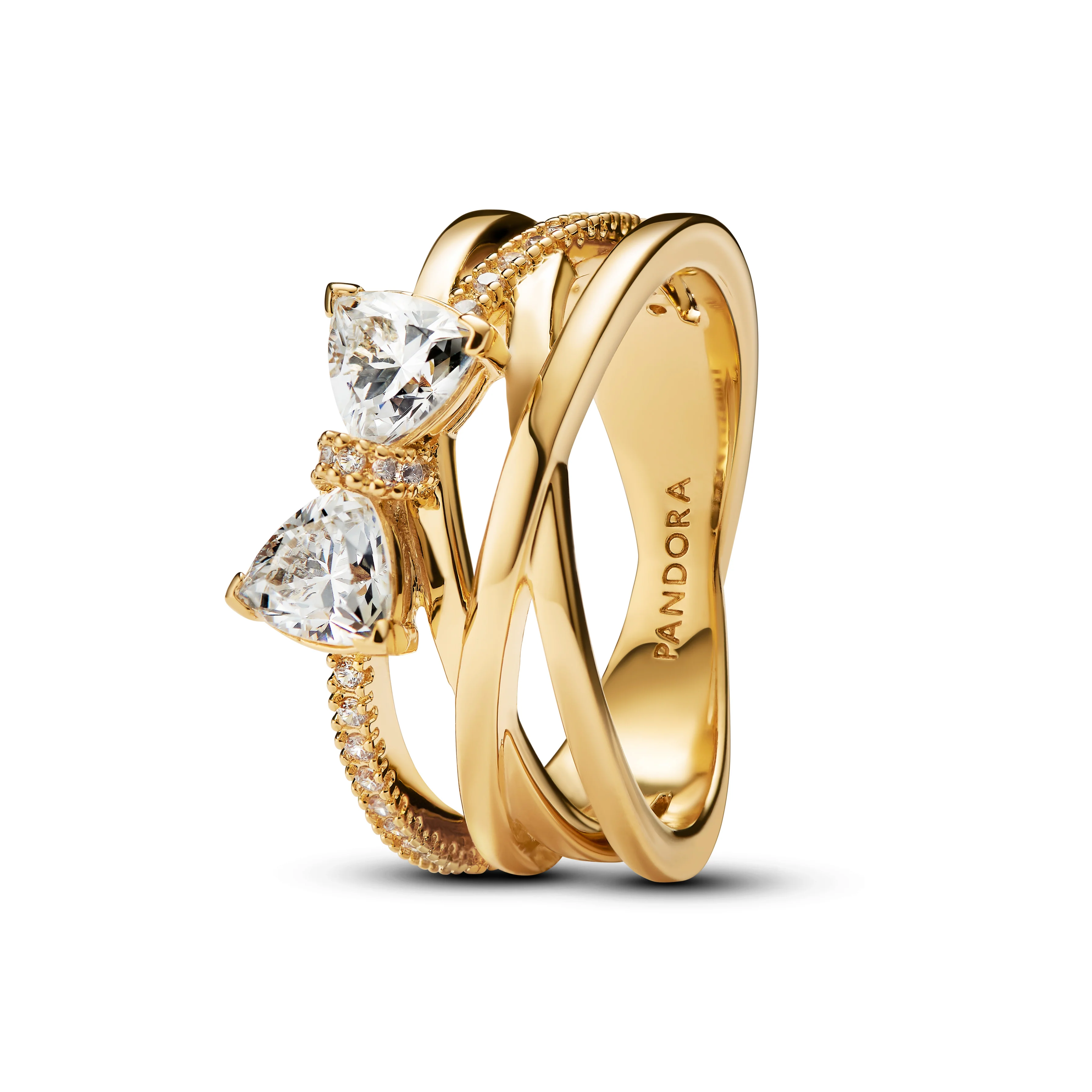Bow 14K Gold-Plated Ring With Clear Cubic Zirconia - Image 3