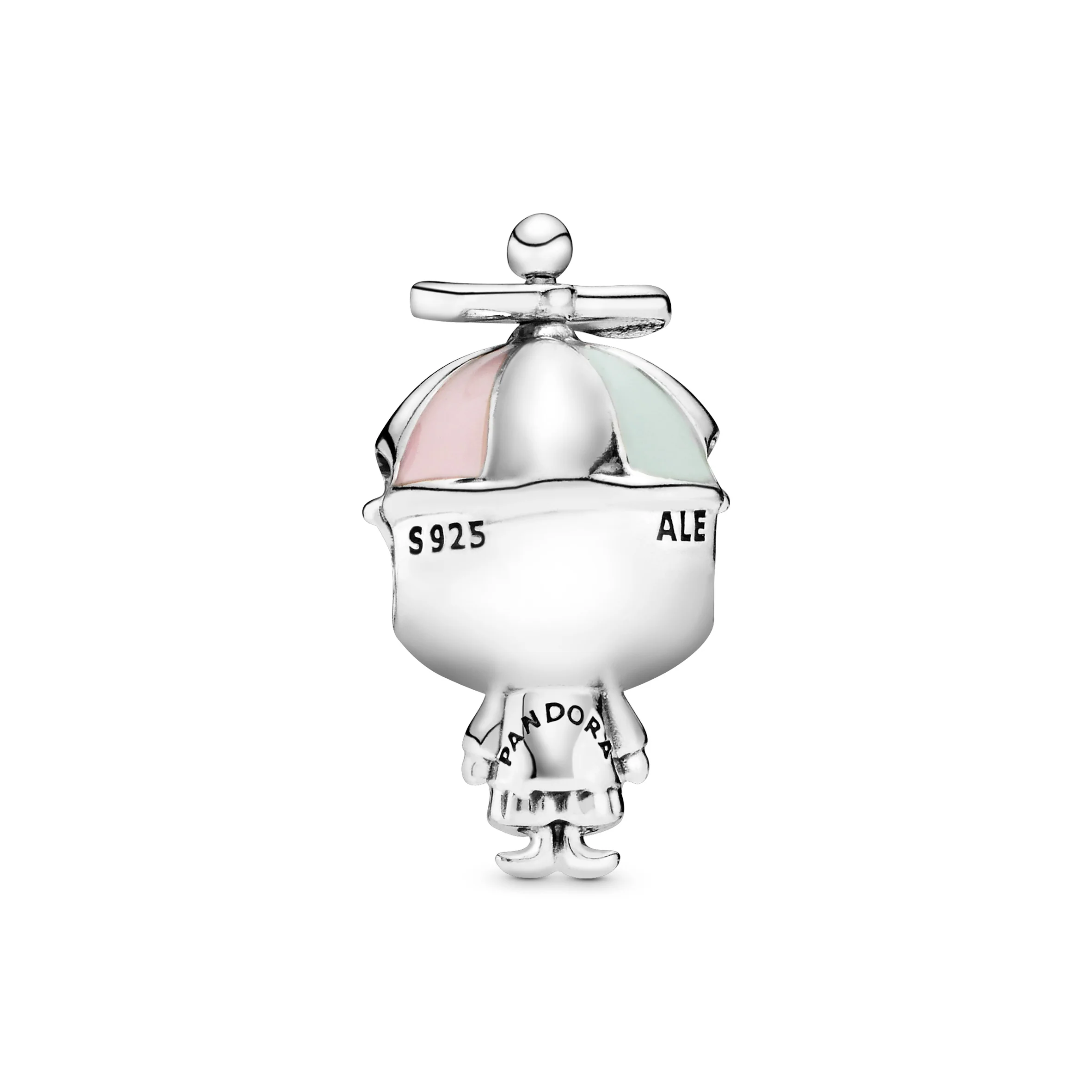 Boy Silver Charm With Pink And Green Enamel - Image 4
