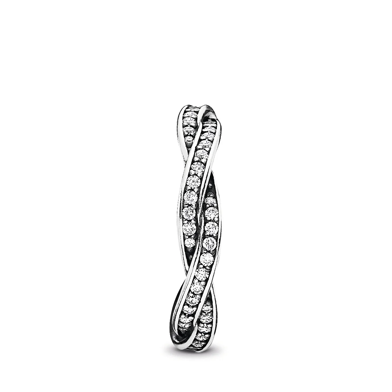Braided Pave Silver Ring With Cubic Zirconia