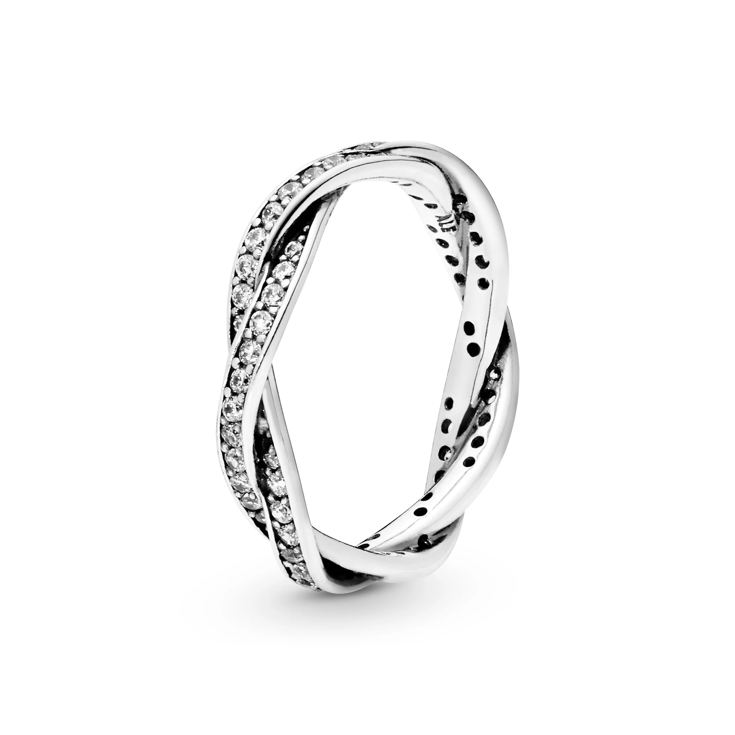 Braided Pave Silver Ring With Cubic Zirconia - Image 3