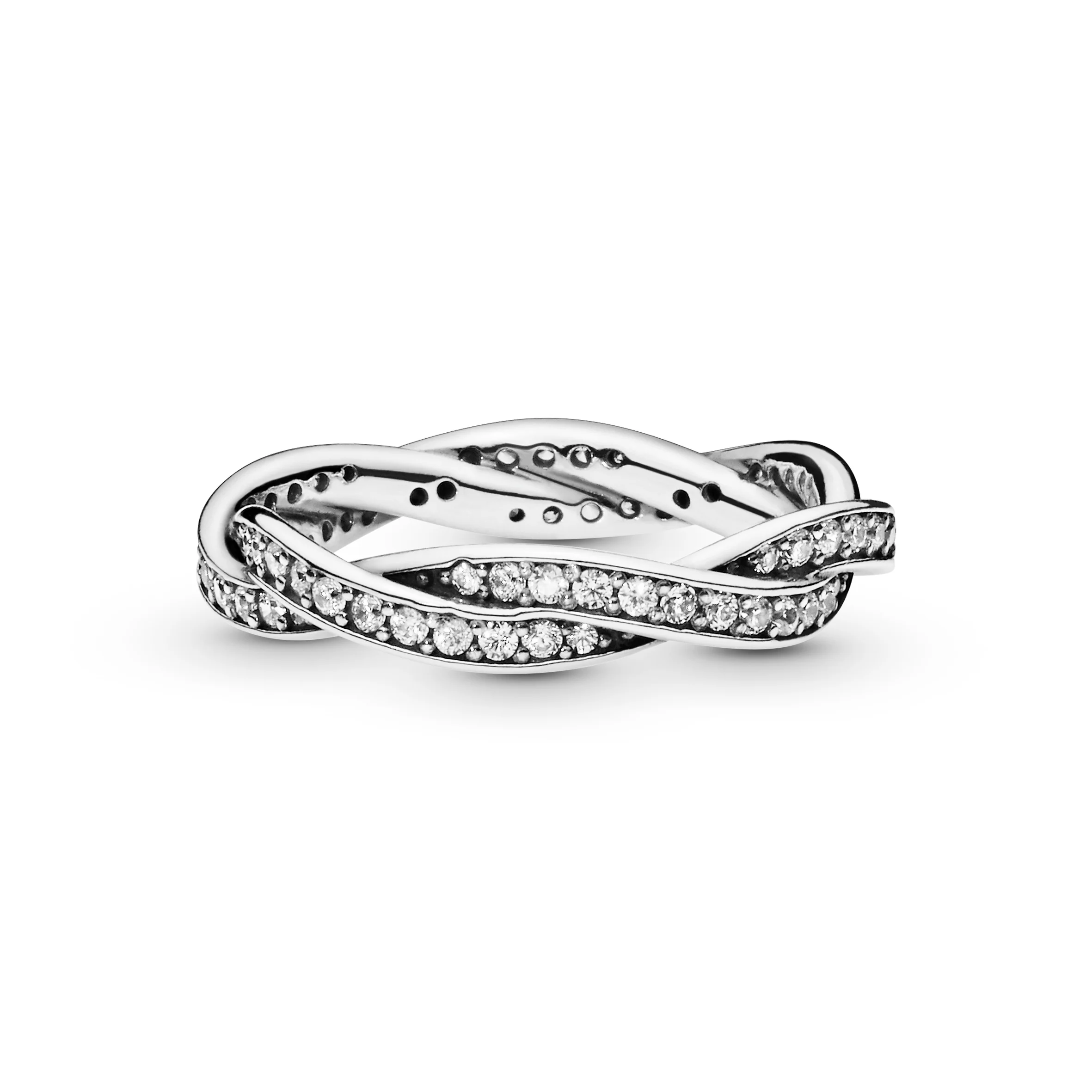 Braided Pave Silver Ring With Cubic Zirconia - Image 4