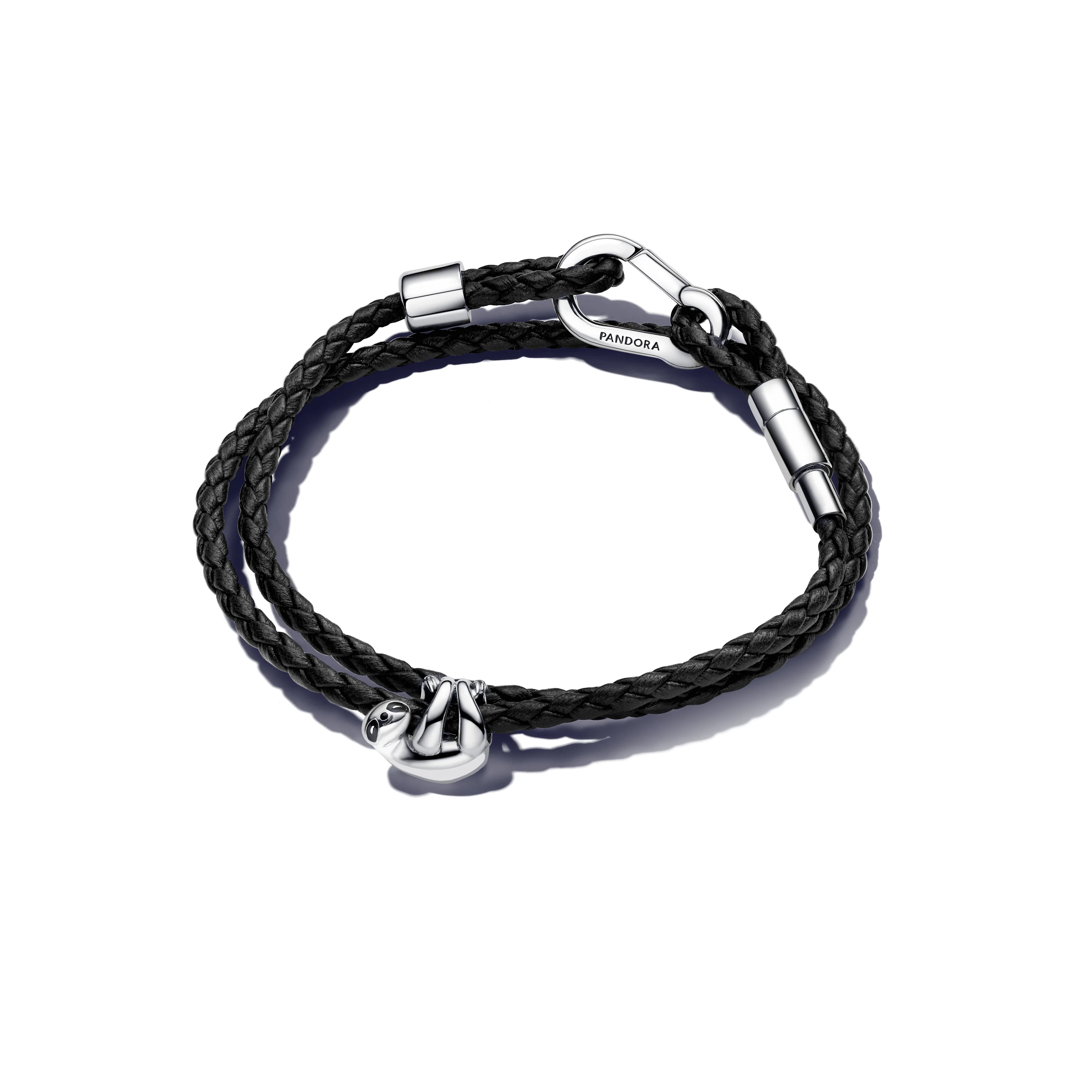 Brown Braided Double Leather Bracelet With Sterling Silver Clasp - Image 5