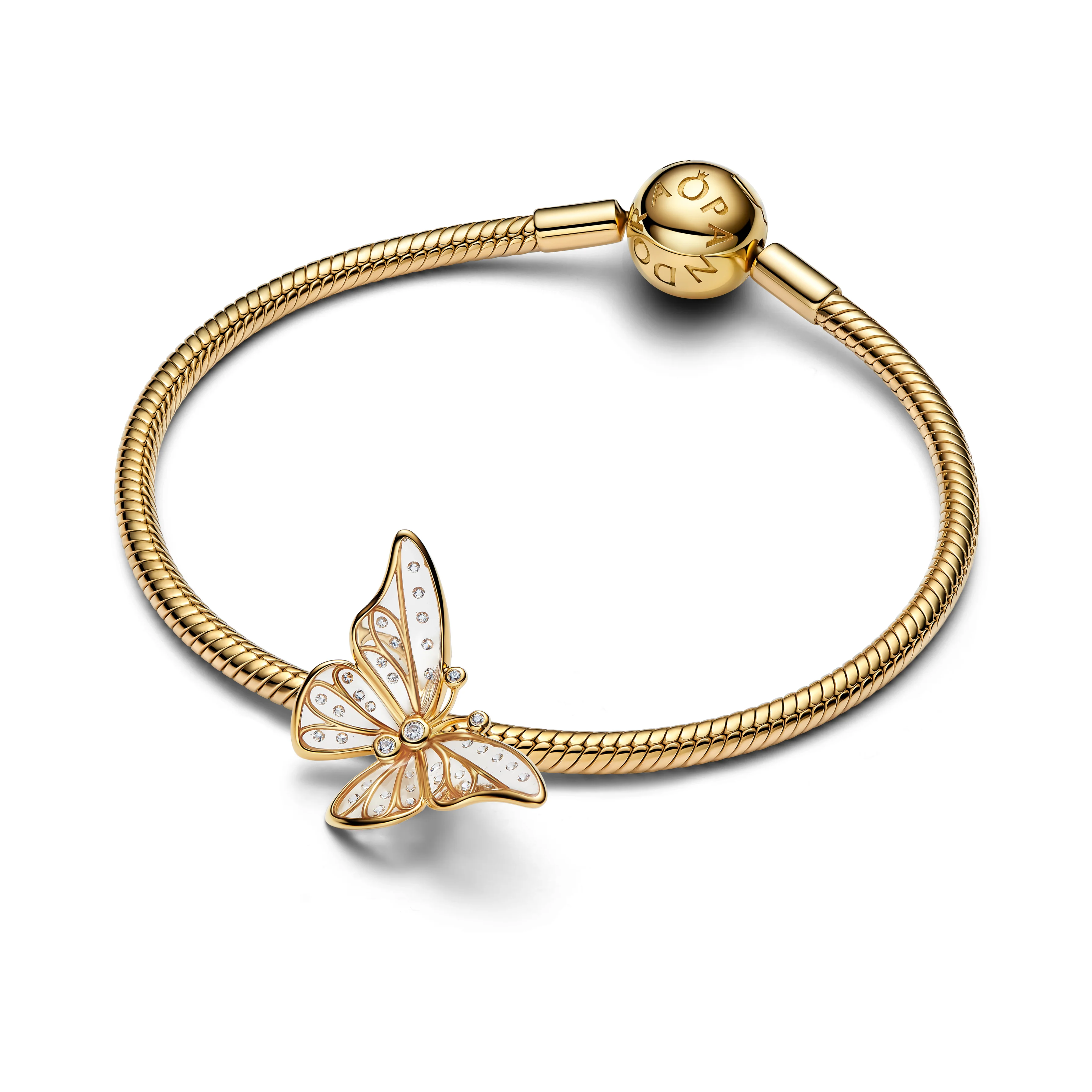 Butterfly 14K Gold-Plated Charm With Clear Cubic Zirconia And Clear Uv Resin - Image 3
