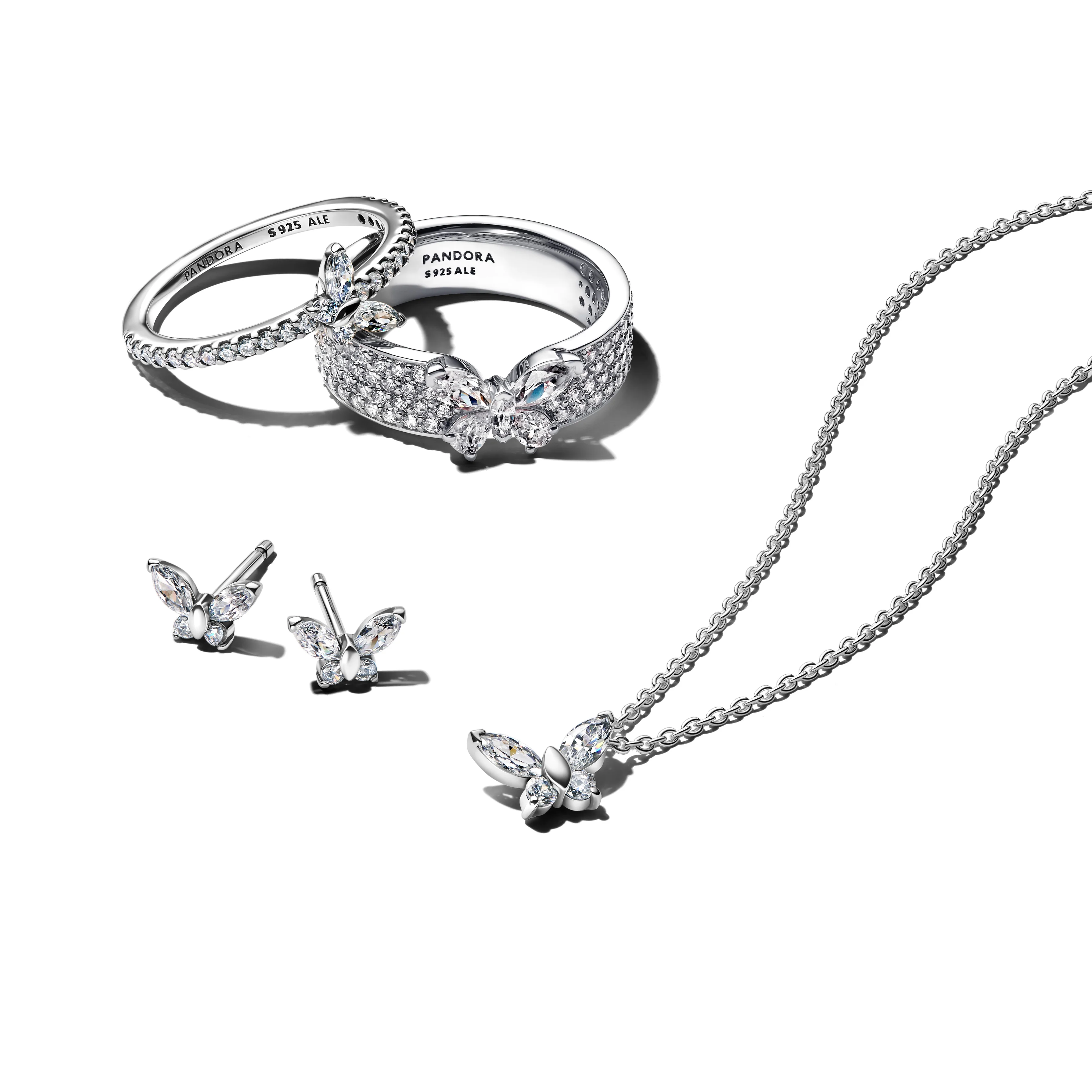 Butterfly Sterling Silver Collier With Clear Cubic Zirconia - Image 3