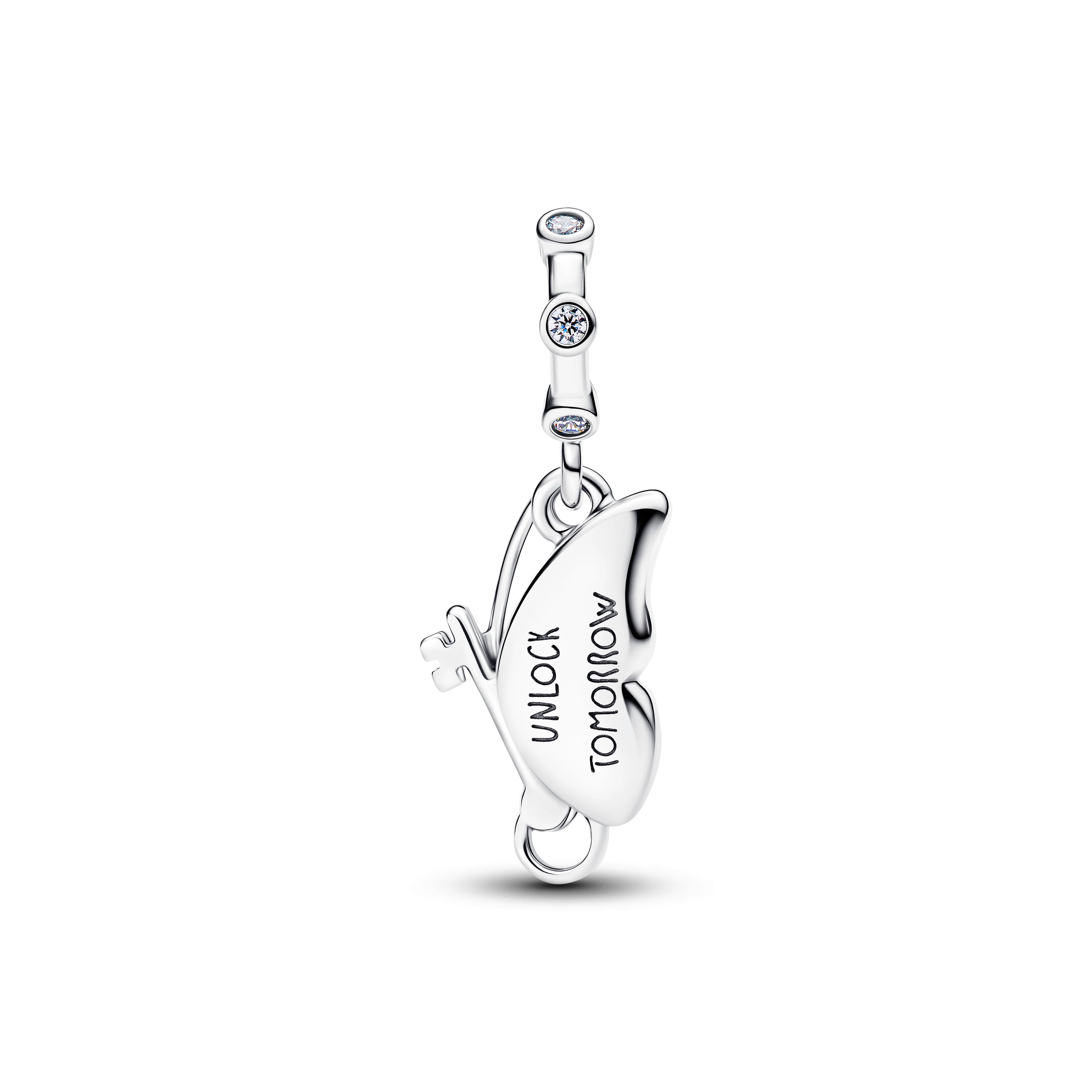 Butterfly Sterling Silver Dangle With Clear Cubic Zirconia And Shimmering Enamel - Image 3
