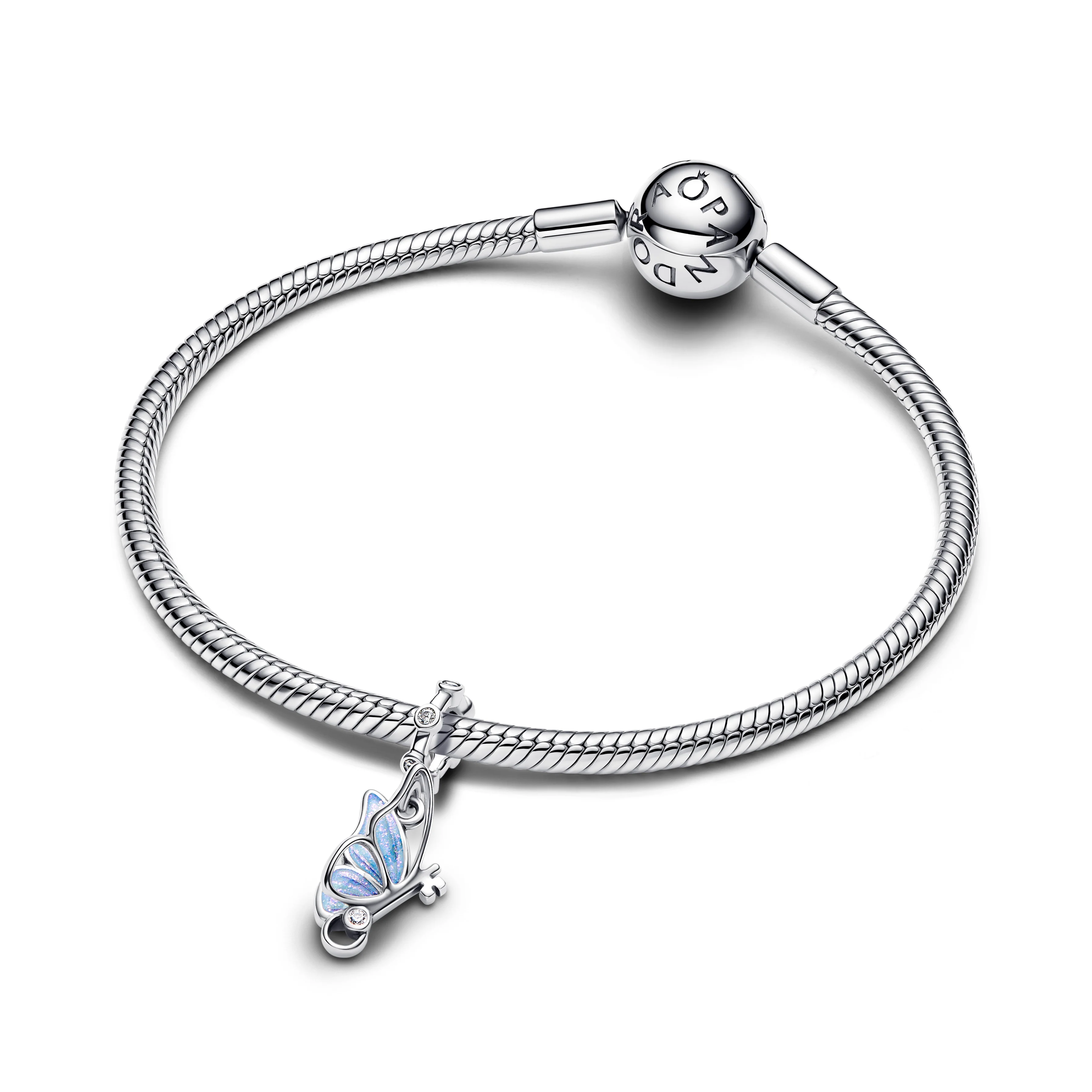 Butterfly Sterling Silver Dangle With Clear Cubic Zirconia And Shimmering Enamel - Image 5