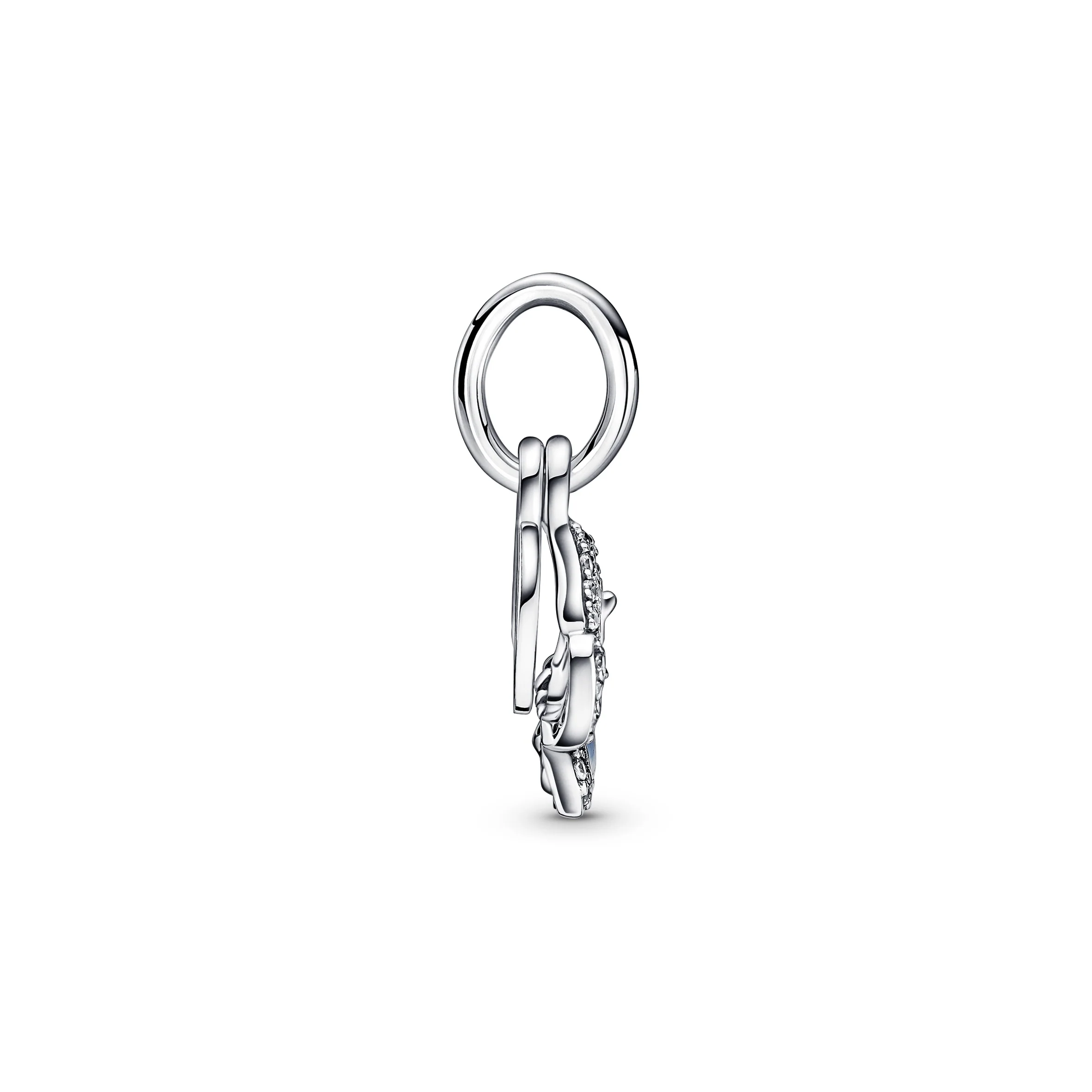 Butterfly Sterling Silver Dangle With Clear Cubic Zirconia, Shaded Blue And White Enamel - Image 6