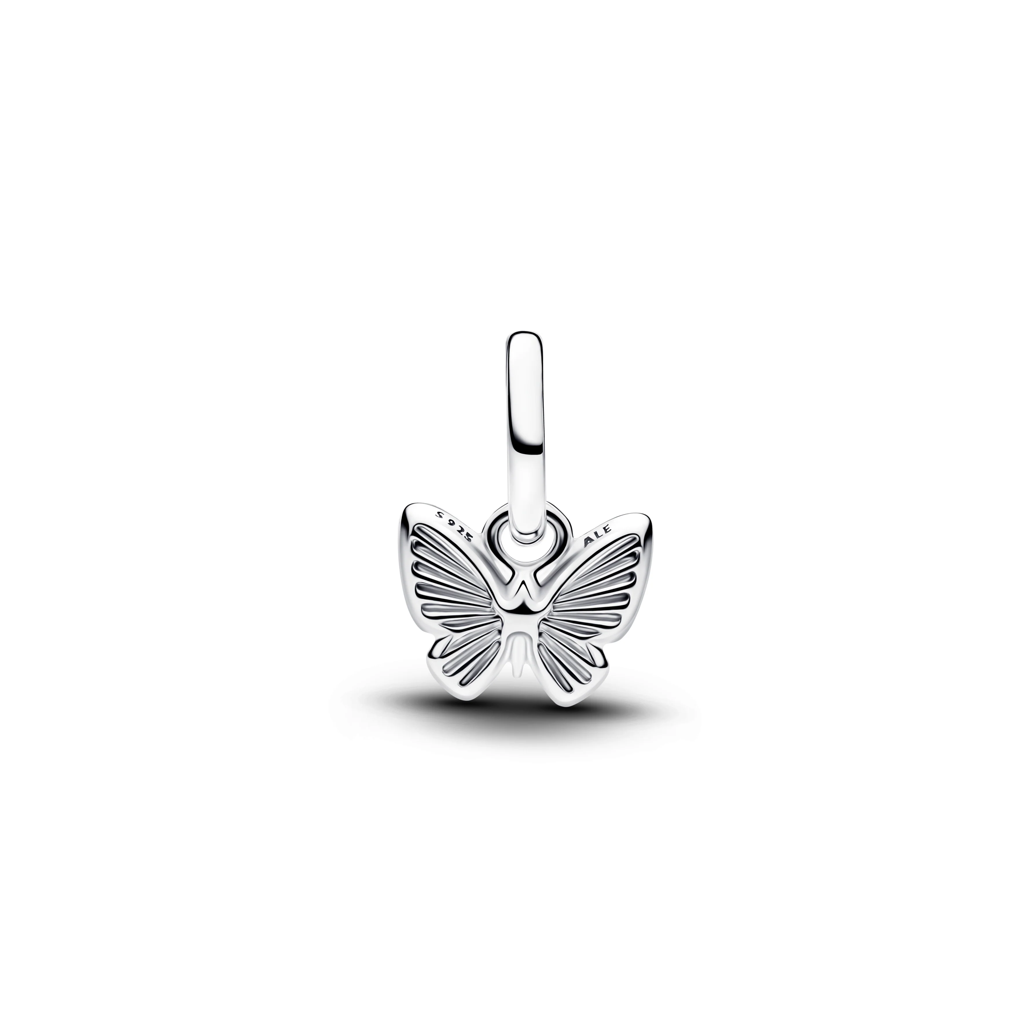 Butterfly Sterling Silver Mini Dangle With Pink Lab-Created Opal - Image 2