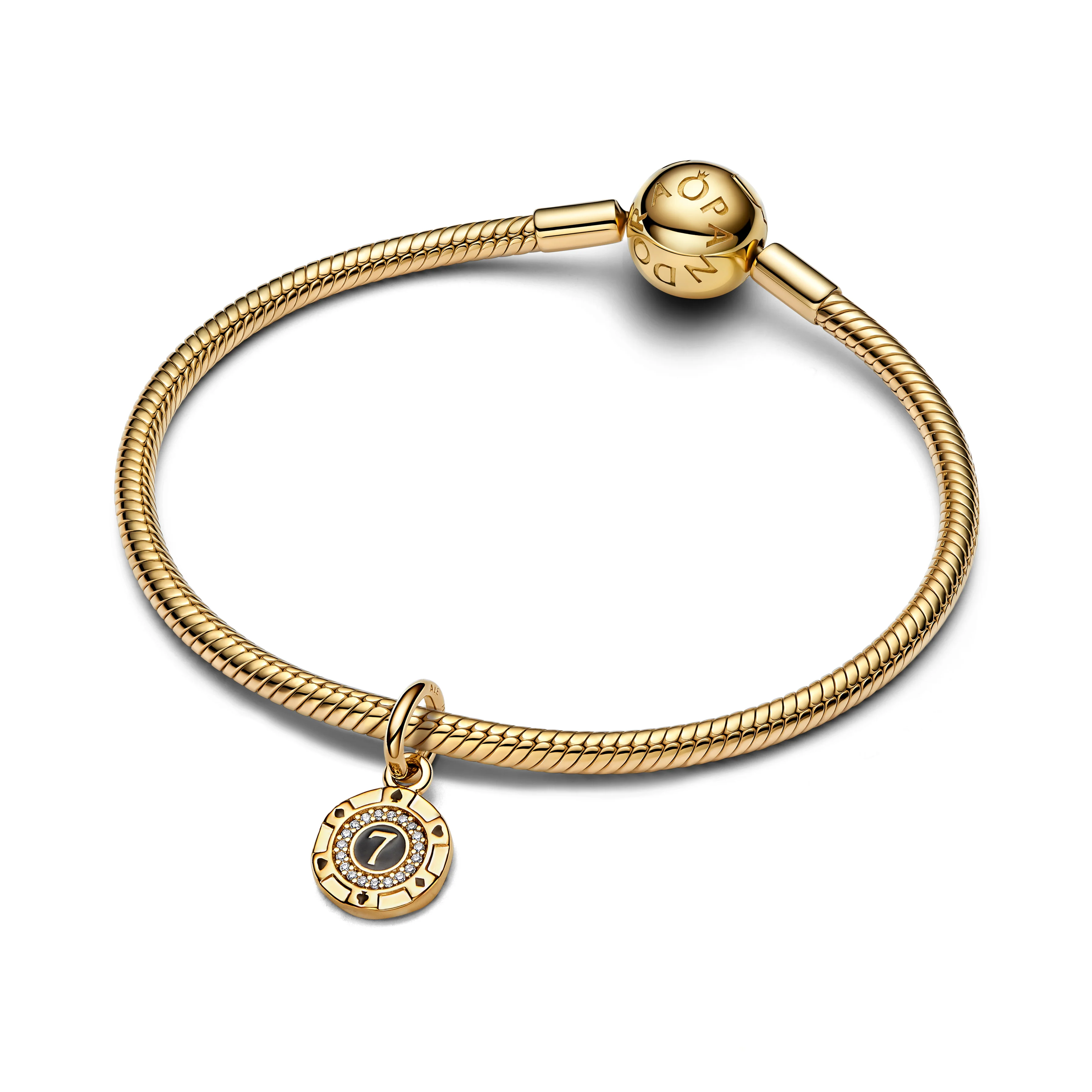 Casino Token 14K Gold-Plated Dangle With Clear Cubic Zirconia And Black Enamel - Image 3