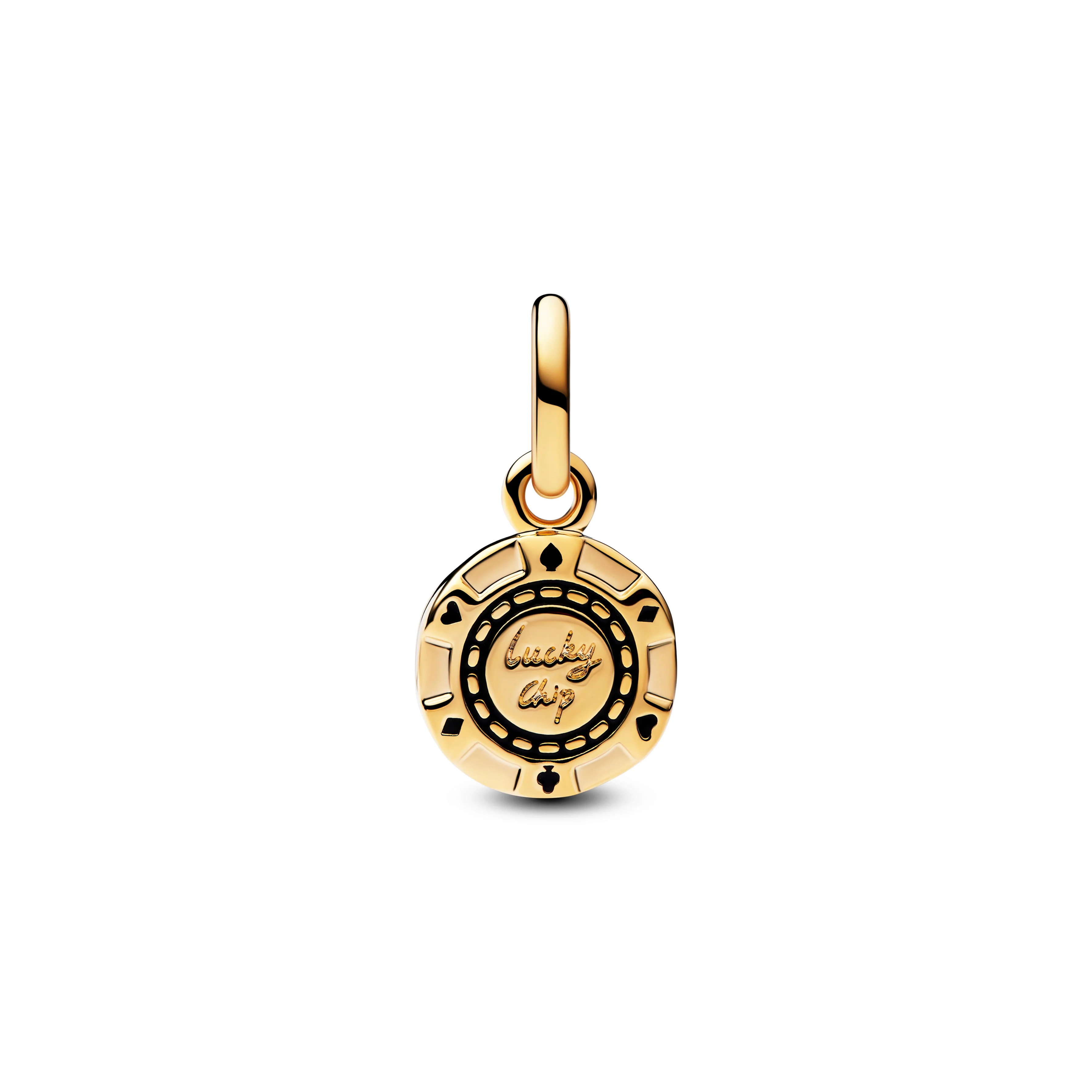 Casino Token 14K Gold-Plated Dangle With Clear Cubic Zirconia And Black Enamel - Image 4