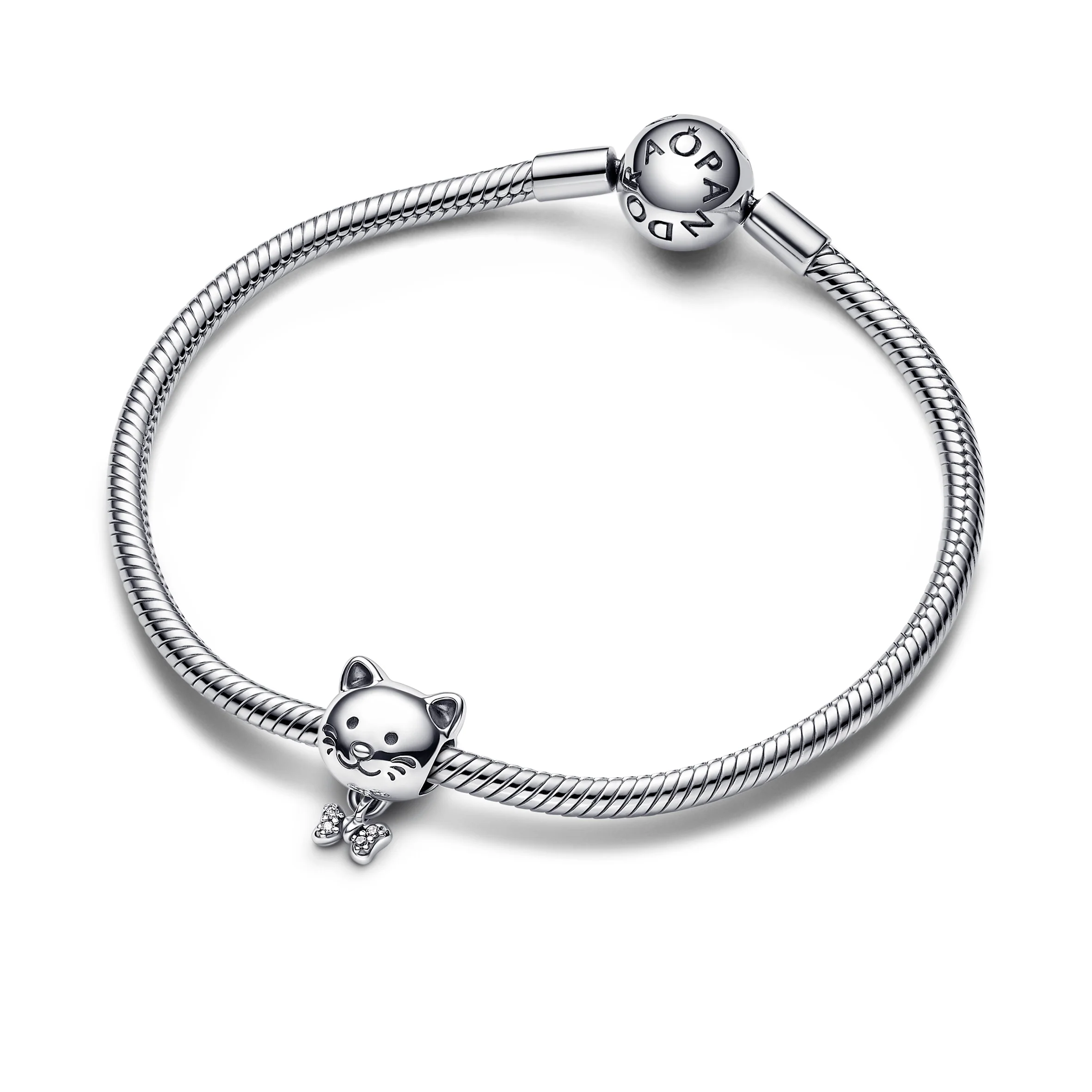 Cat Sterling Silver Charm With Clear Cubic Zirconia - Image 4