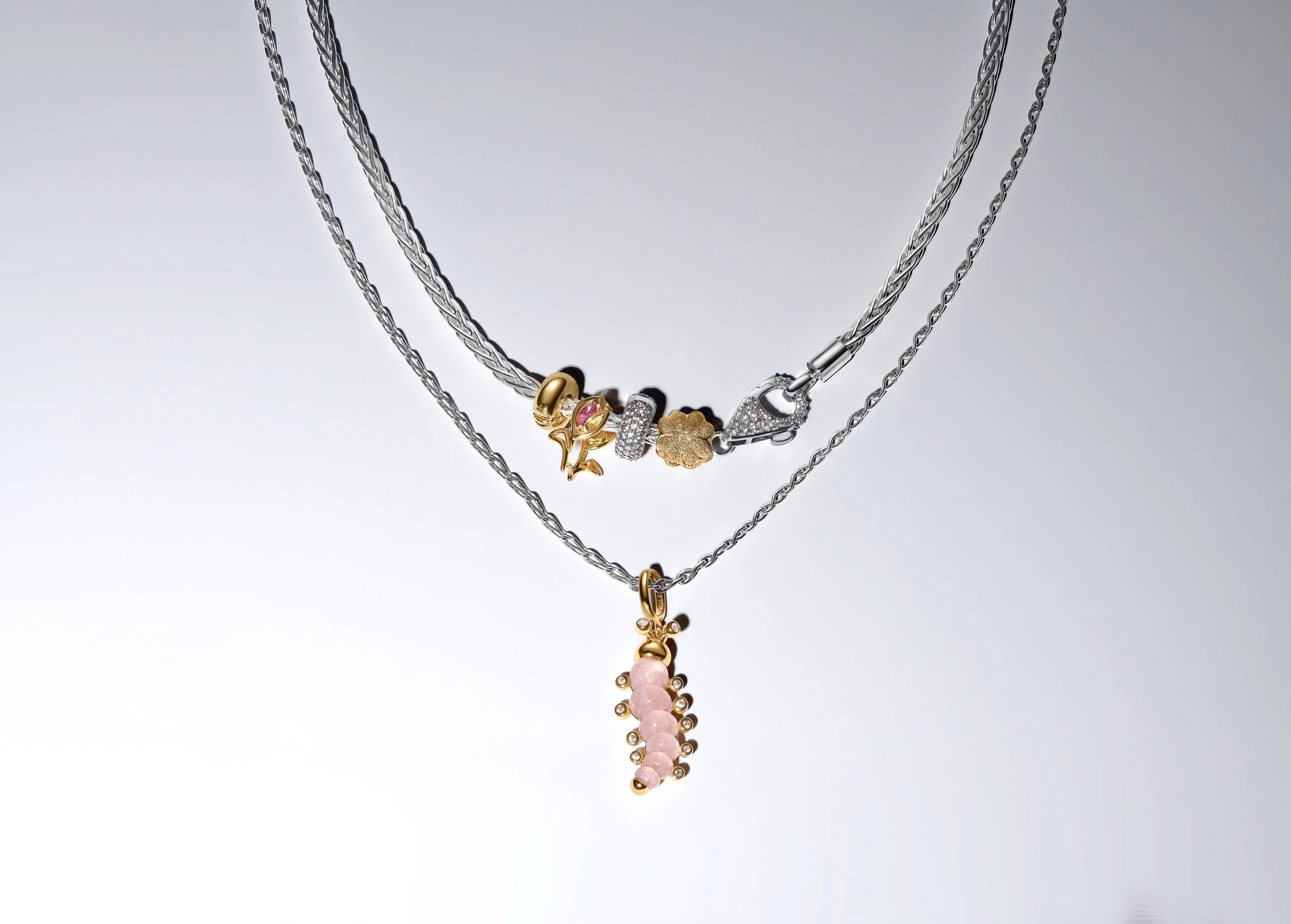 Caterpillar 14K Gold-Plated Dangle With Clear Cubic Zirconia And Pink Murano Glass - Image 5