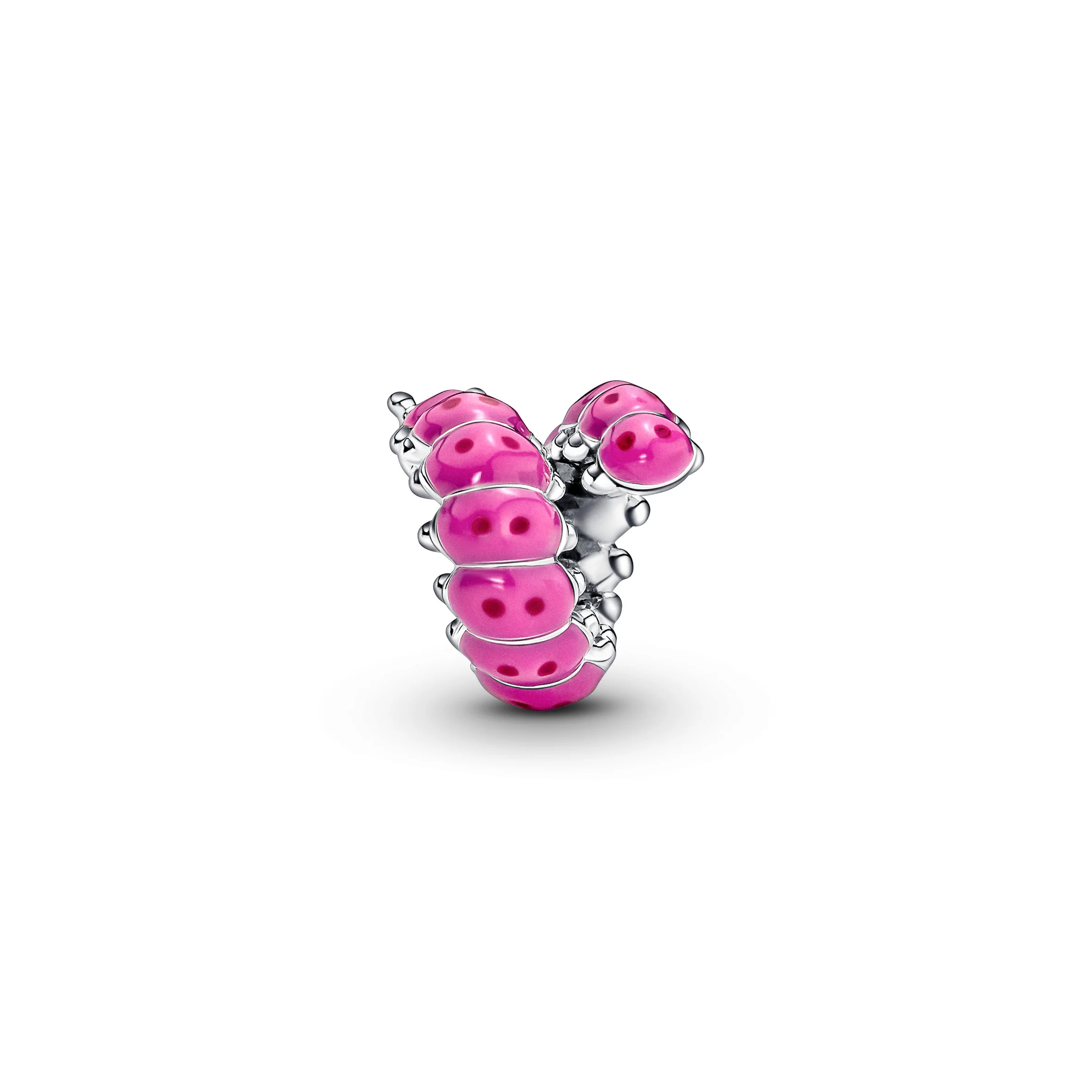 Caterpillar Sterling Silver Charm With Black Crystal, Pink And Dark Pink Enamel - Image 4