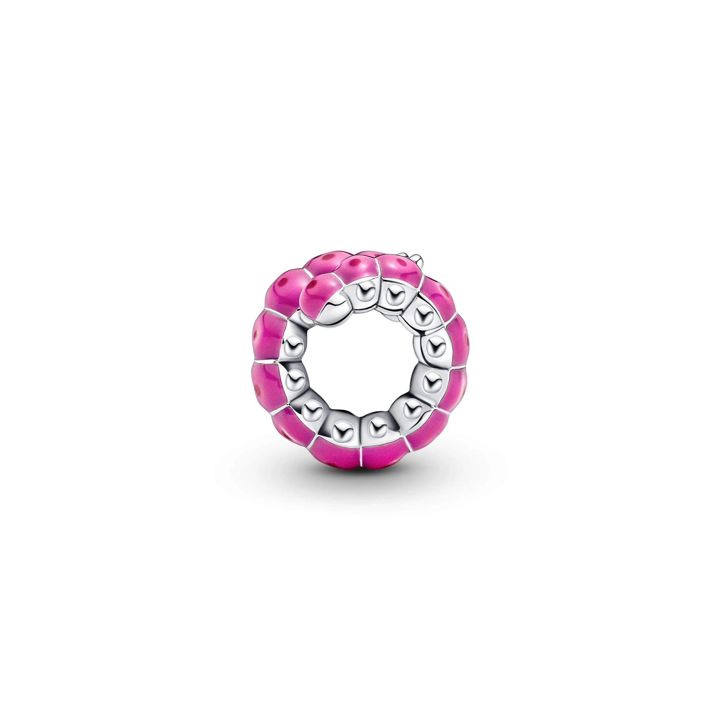 Caterpillar Sterling Silver Charm With Black Crystal, Pink And Dark Pink Enamel - Image 7