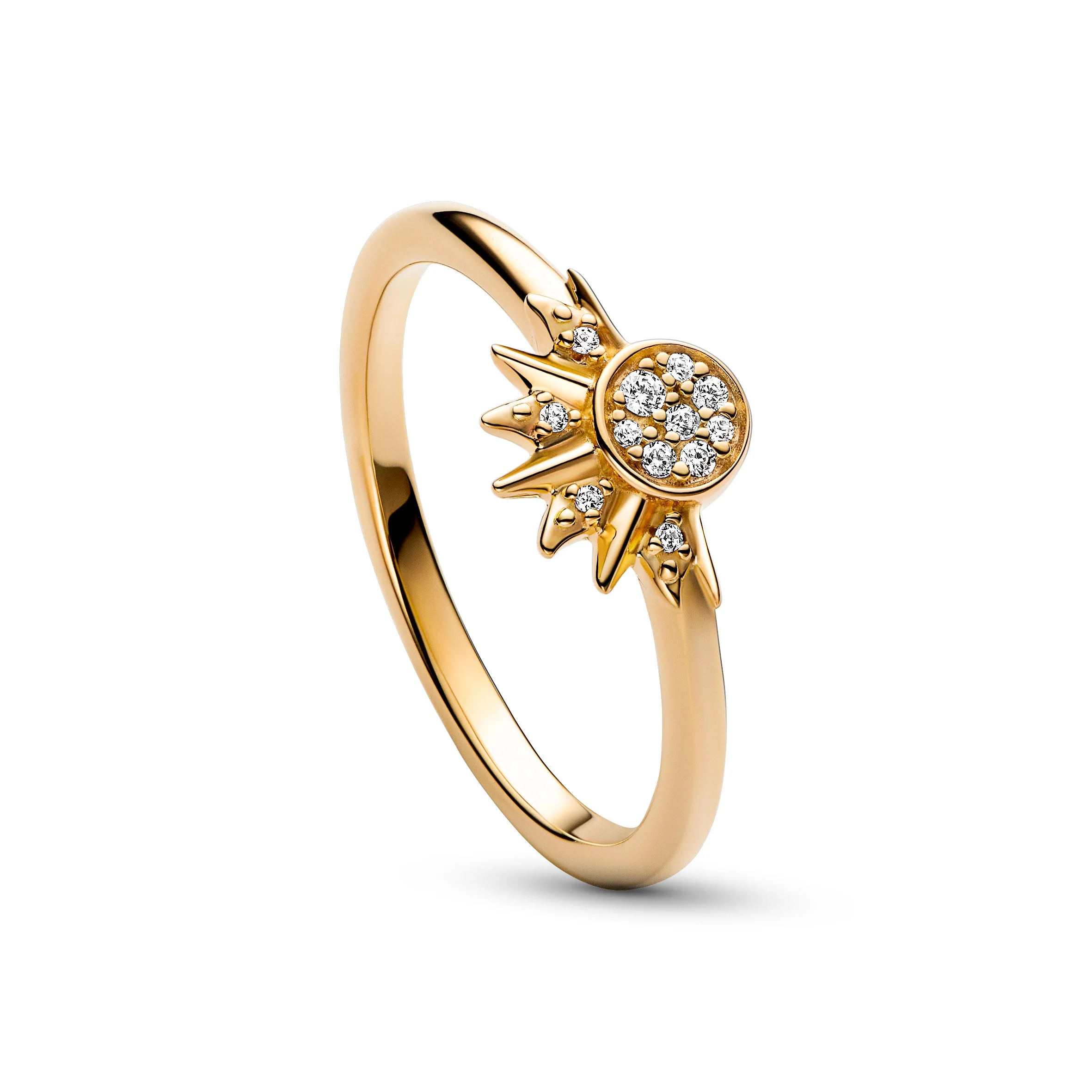 Celestial Sun 14K Gold-Plated Ring With Clear Cubic Zirconia - Image 3