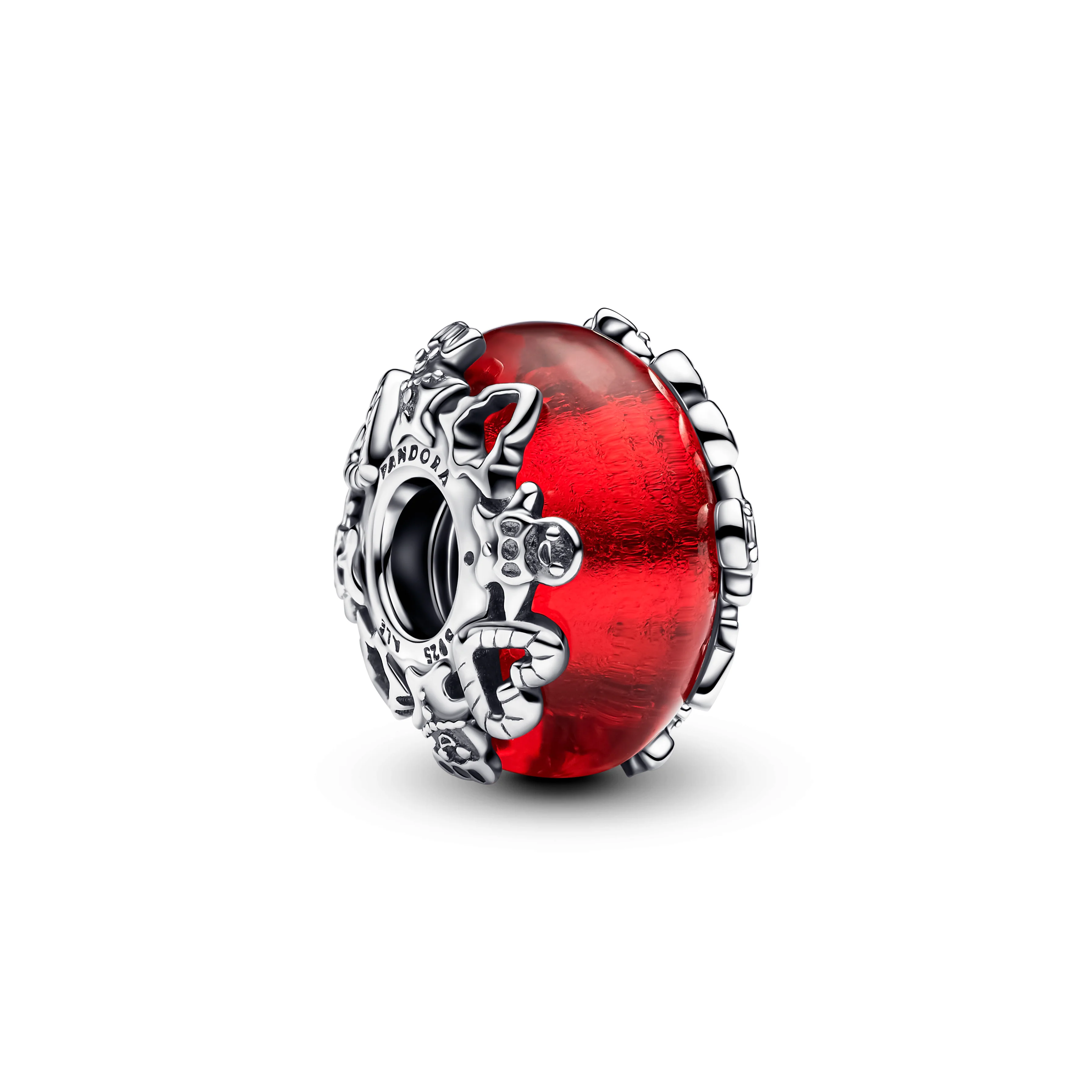 Christmas Motives Sterling Silver Charm With Red Murano Glass And Golden Foil - Image 4