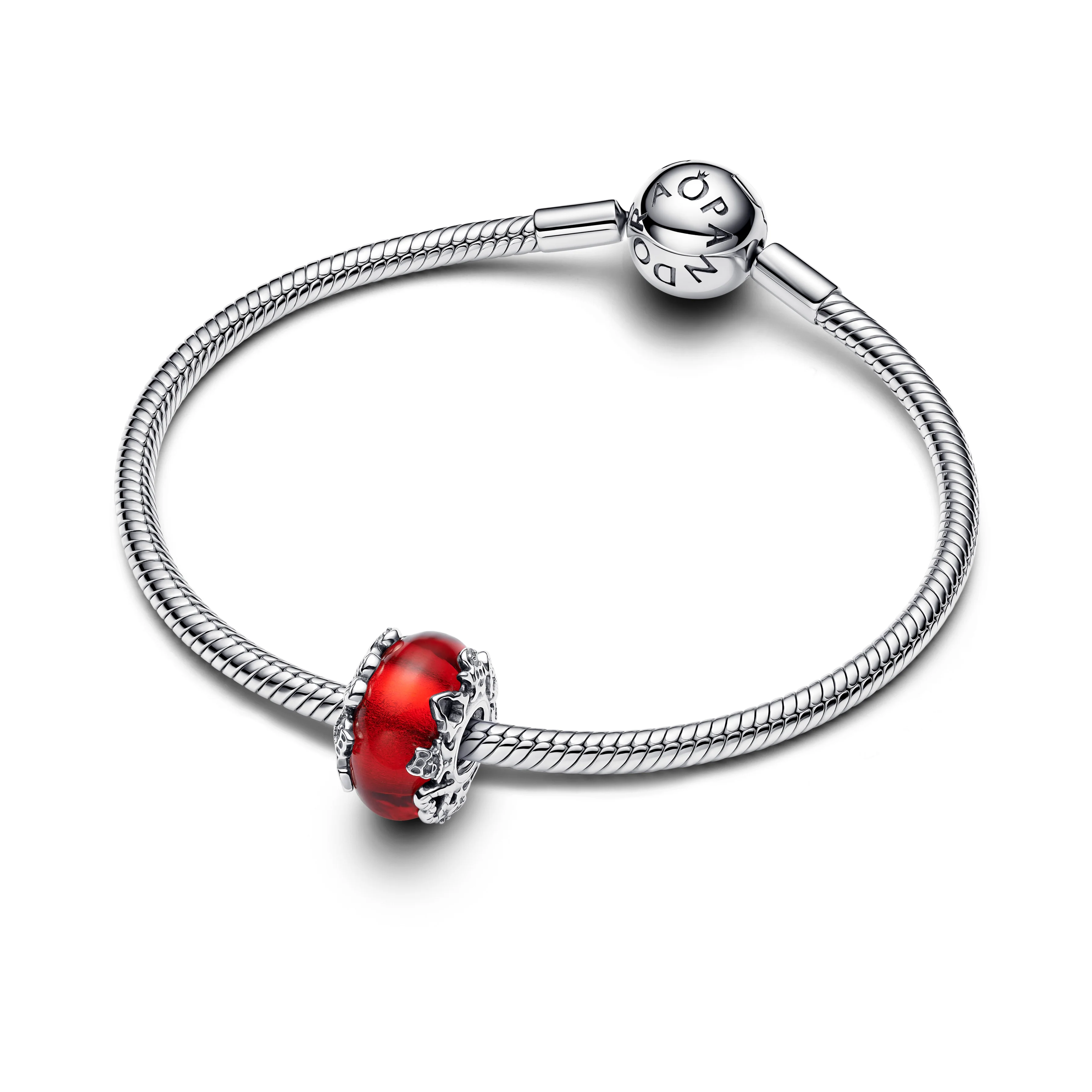 Christmas Motives Sterling Silver Charm With Red Murano Glass And Golden Foil - Image 5