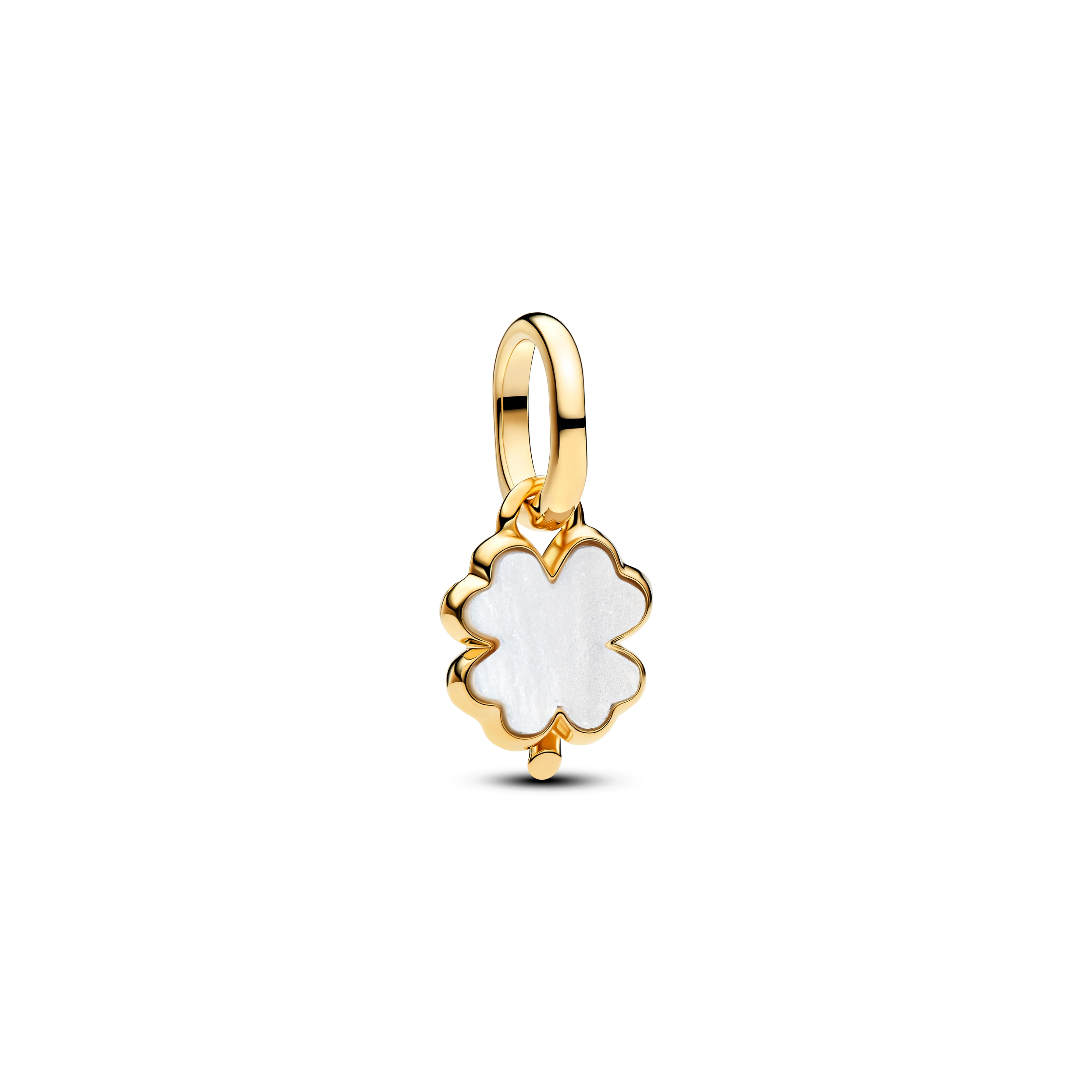 Clover 14K Gold-Plated Unique Metal Blend Mini Dangle With White Bioresin Man-Made Mother Of Pearl